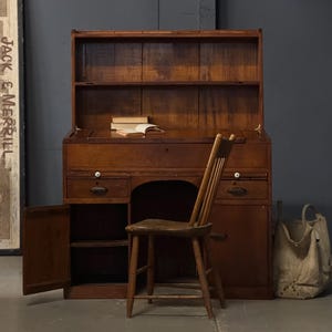 Antique Primitive Desk, Primitive Wood Desk, Writing Desk, Antique Secretary, Farmhouse Desk, Entryway Desk, Pine Hutch, Drafting Table