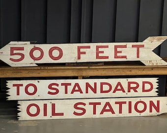 Hand Painted Service Station Sign, Standard Oil Road Sign, Wood Automotive Sign, Wood Gas Station Sign, Trade Sign, Garage Sign