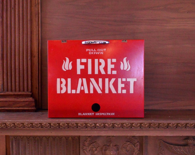 Vintage Fire Blanket Box, Emergency Fire Blanket Wall Mounted Steel Box