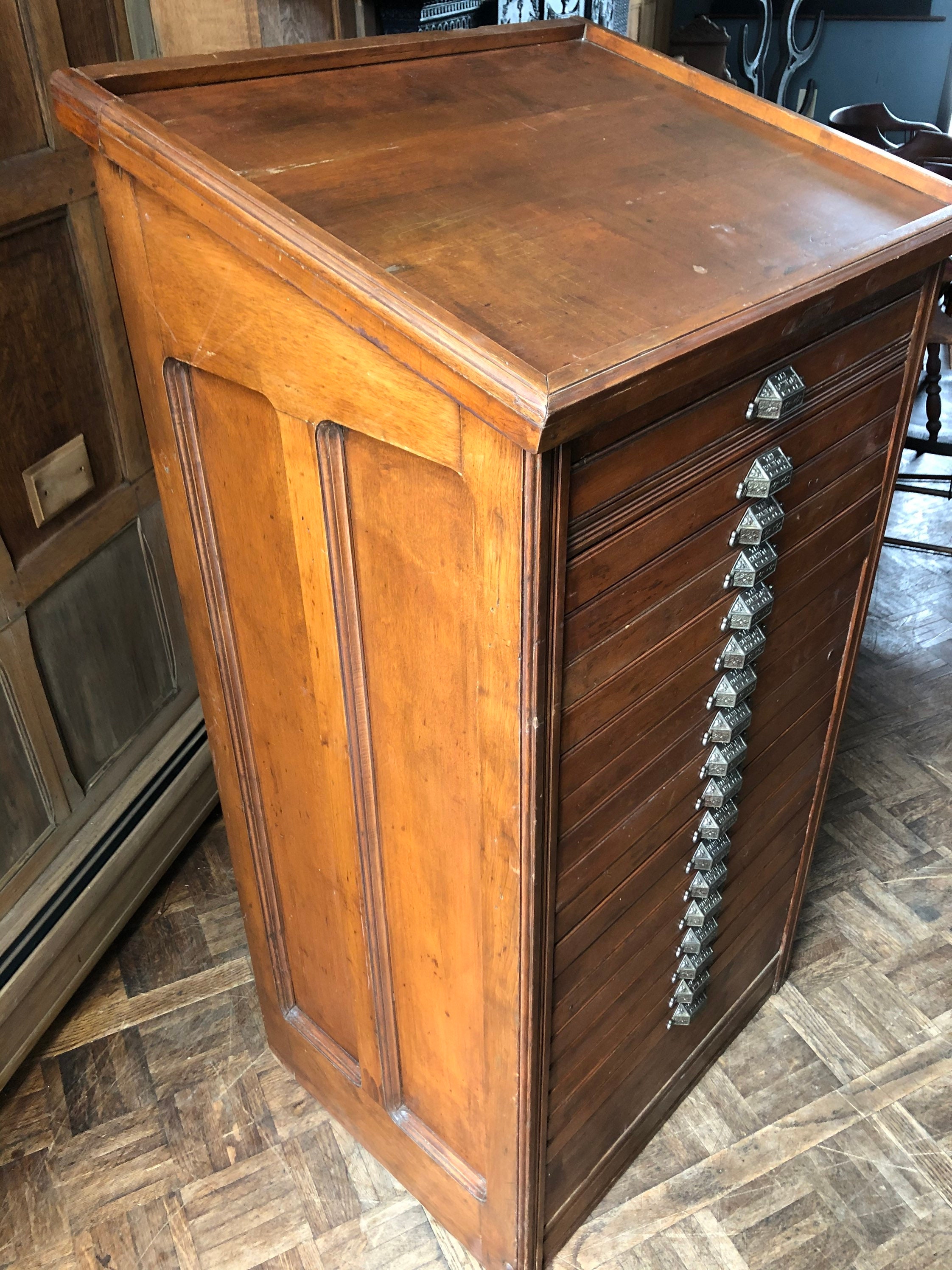 Antique Flat File Hamilton Type Slant Top Printers