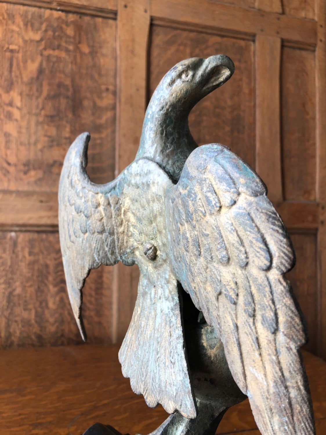 Antique Cast Iron Eagle Flag Pole Topper, Eagle Finial Statue, American