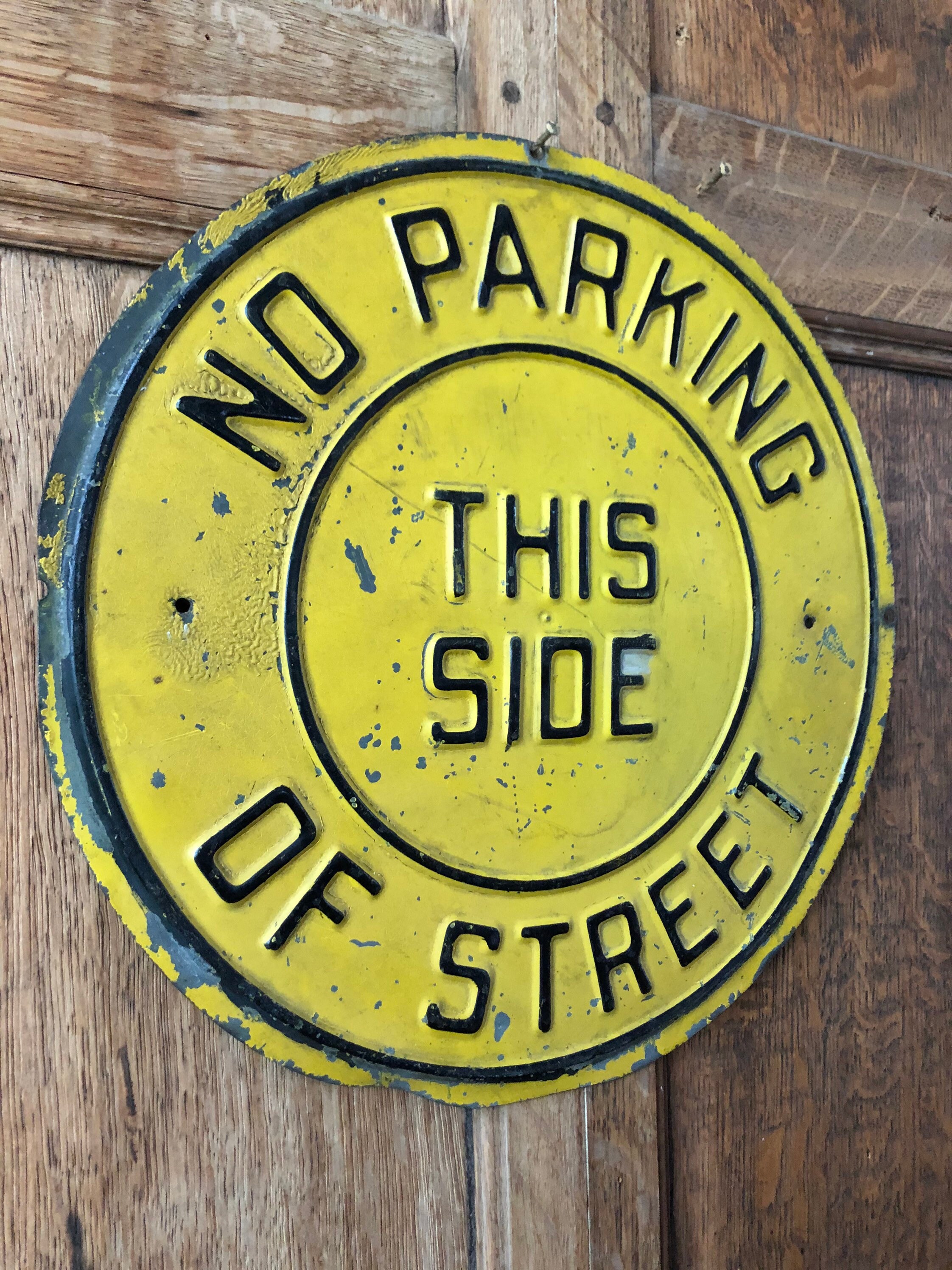 Vintage No Parking Sign, 1940s Milwaukee Traffic Sign, Black And Yellow
