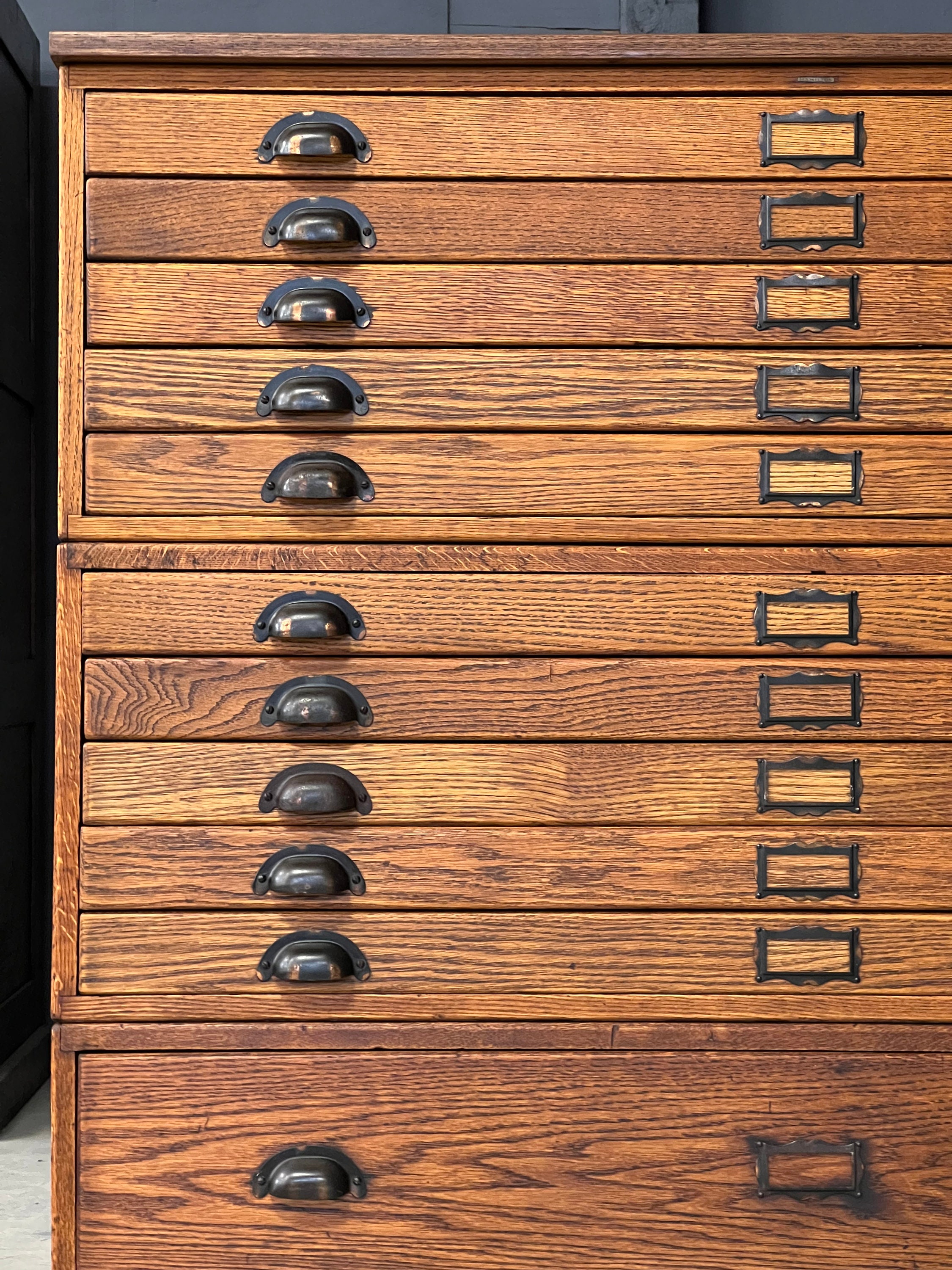 RESERVED Large Antique Flat File Hamilton Oak Map General Store