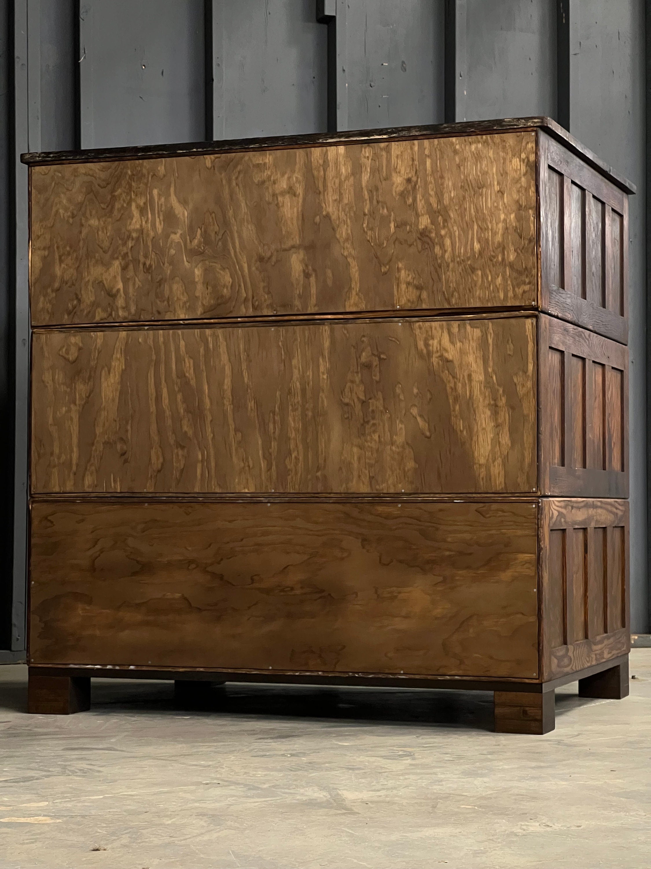 Large Antique Flat File Oak Map Apothecary Drawer