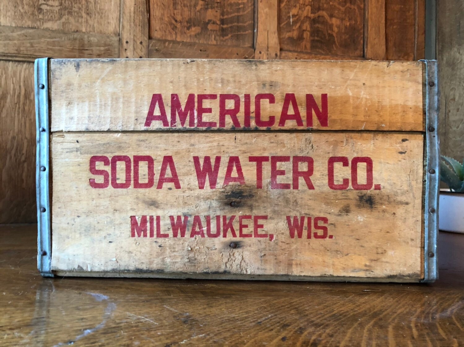 Vintage American Soda Water Crate, Vintage Wood Crate
