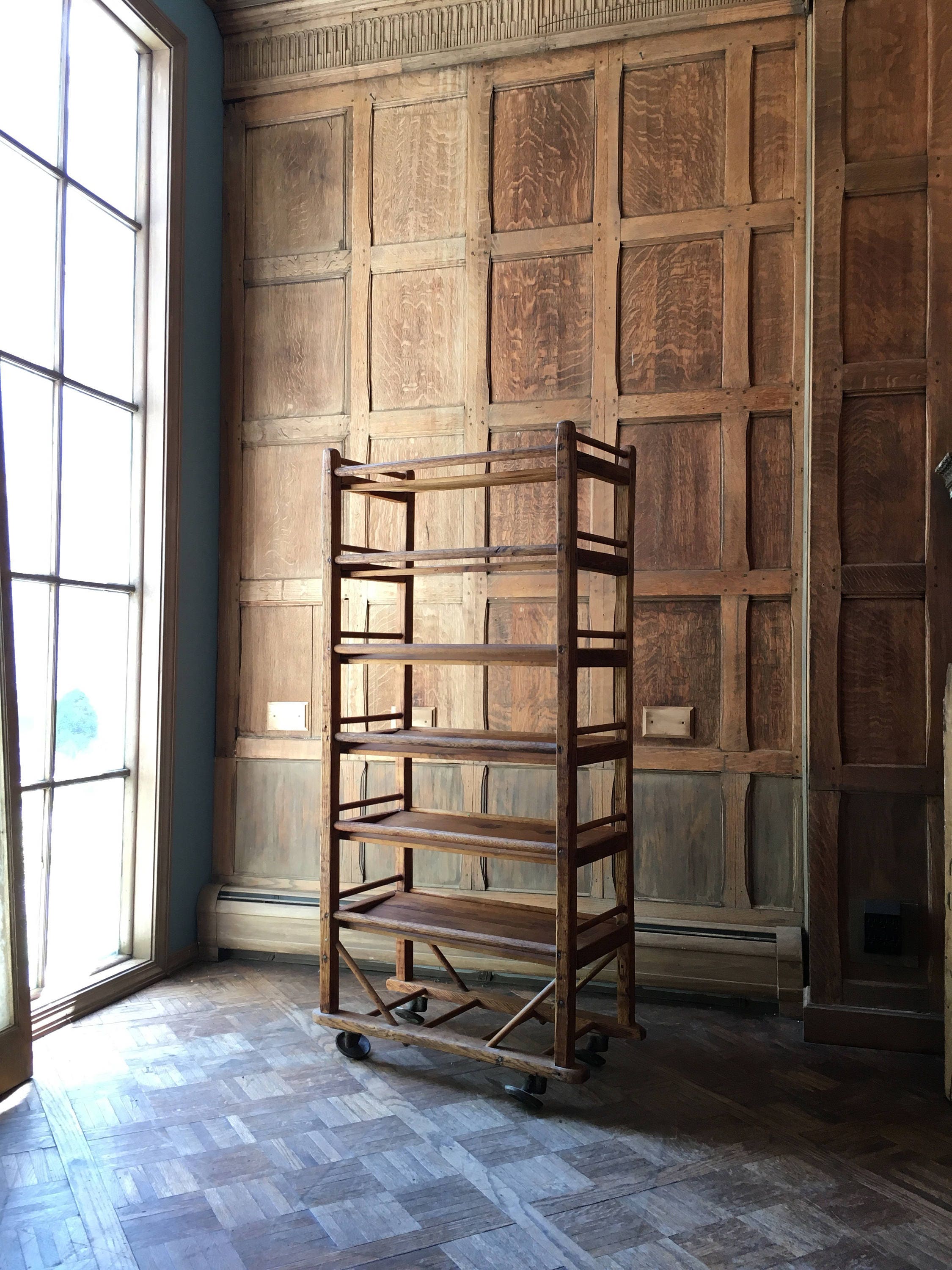 industrial shoe rack on Antique Bakers Rack Early 1900s Wood Bakers Rack Cast Iron Casters Industrial Shelving Rustic Wine Rack Shoe Rack