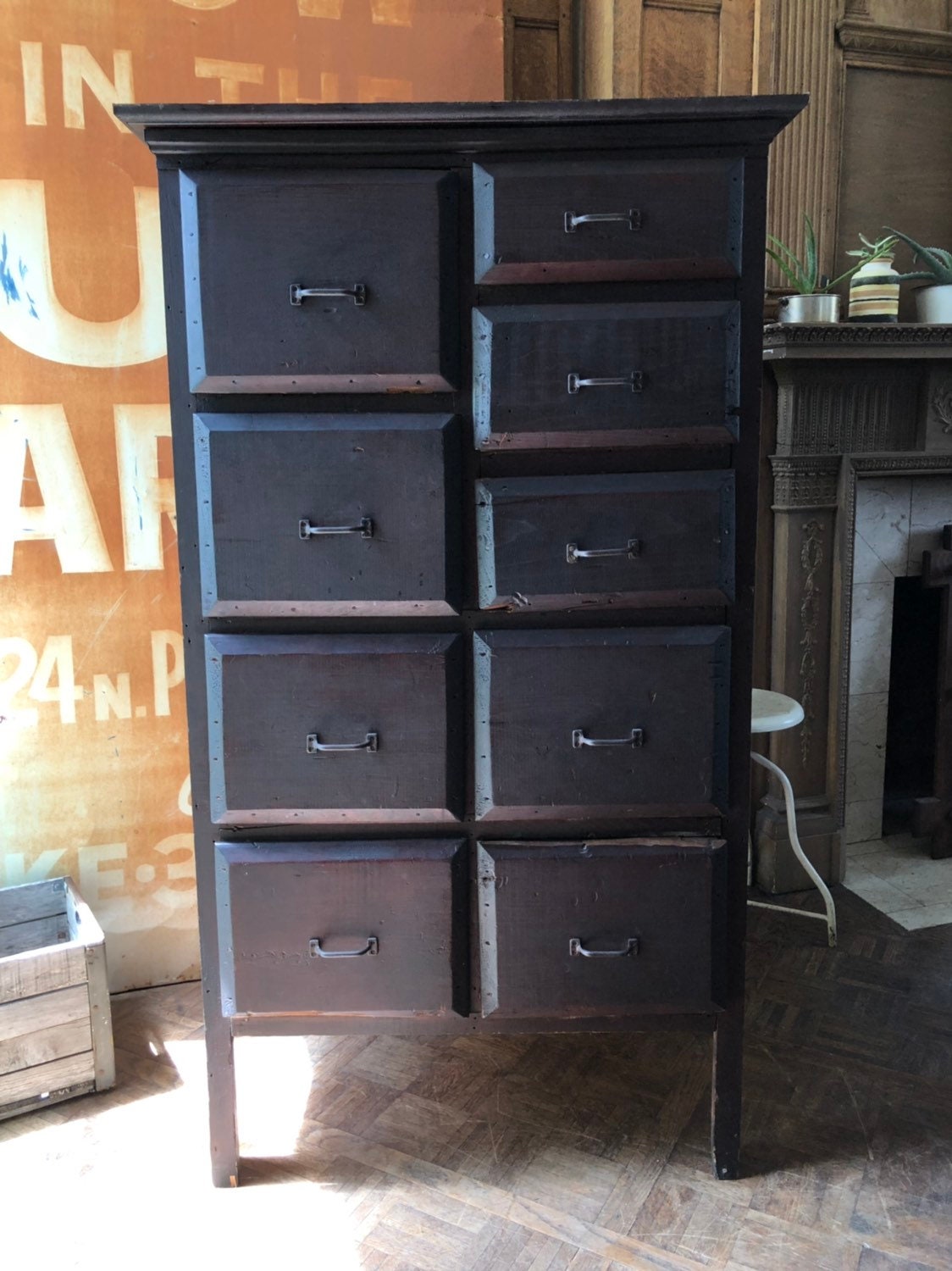 Antique Railroad Drawer Unit, Industrial Apothecary ...