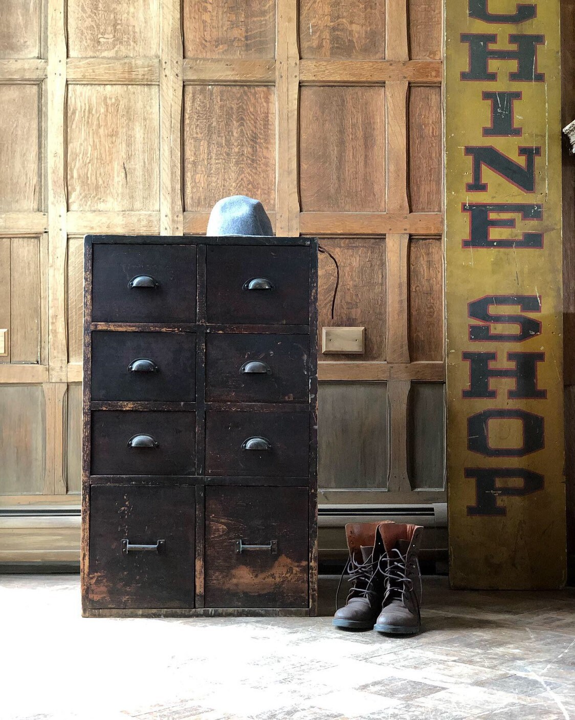 Small Antique Apothecary Cabinet Drawer Unit