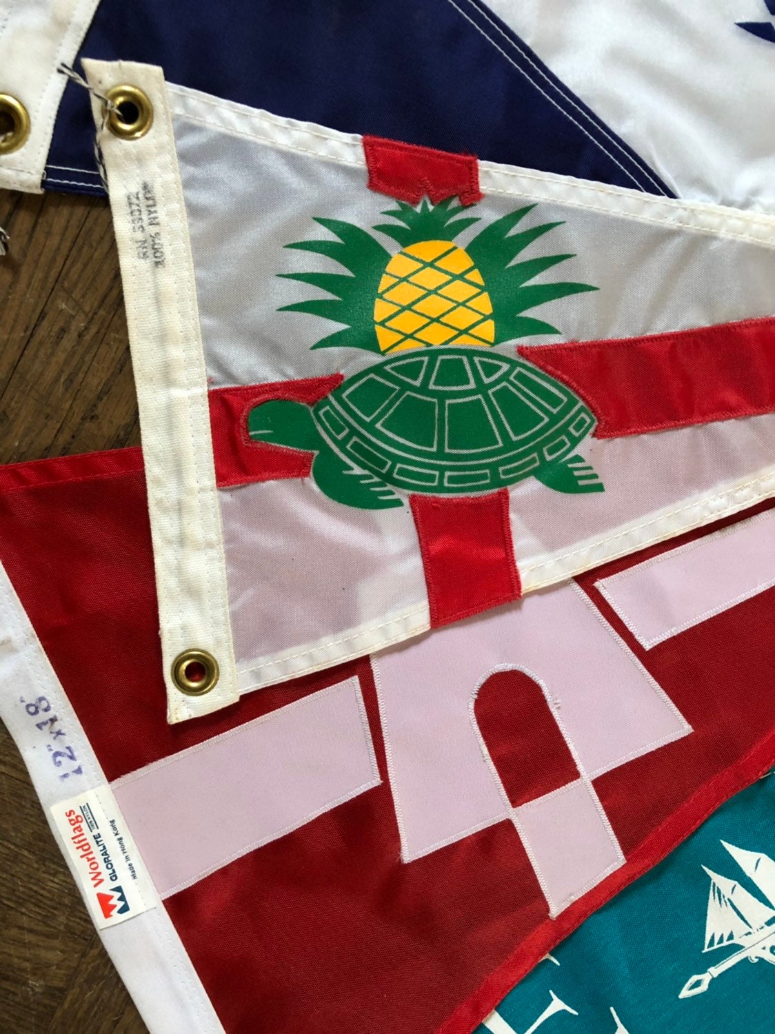 Vintage Yacht Flags, Lot Of 12 Boat Flags, Marina Flags, Burgees, Beach