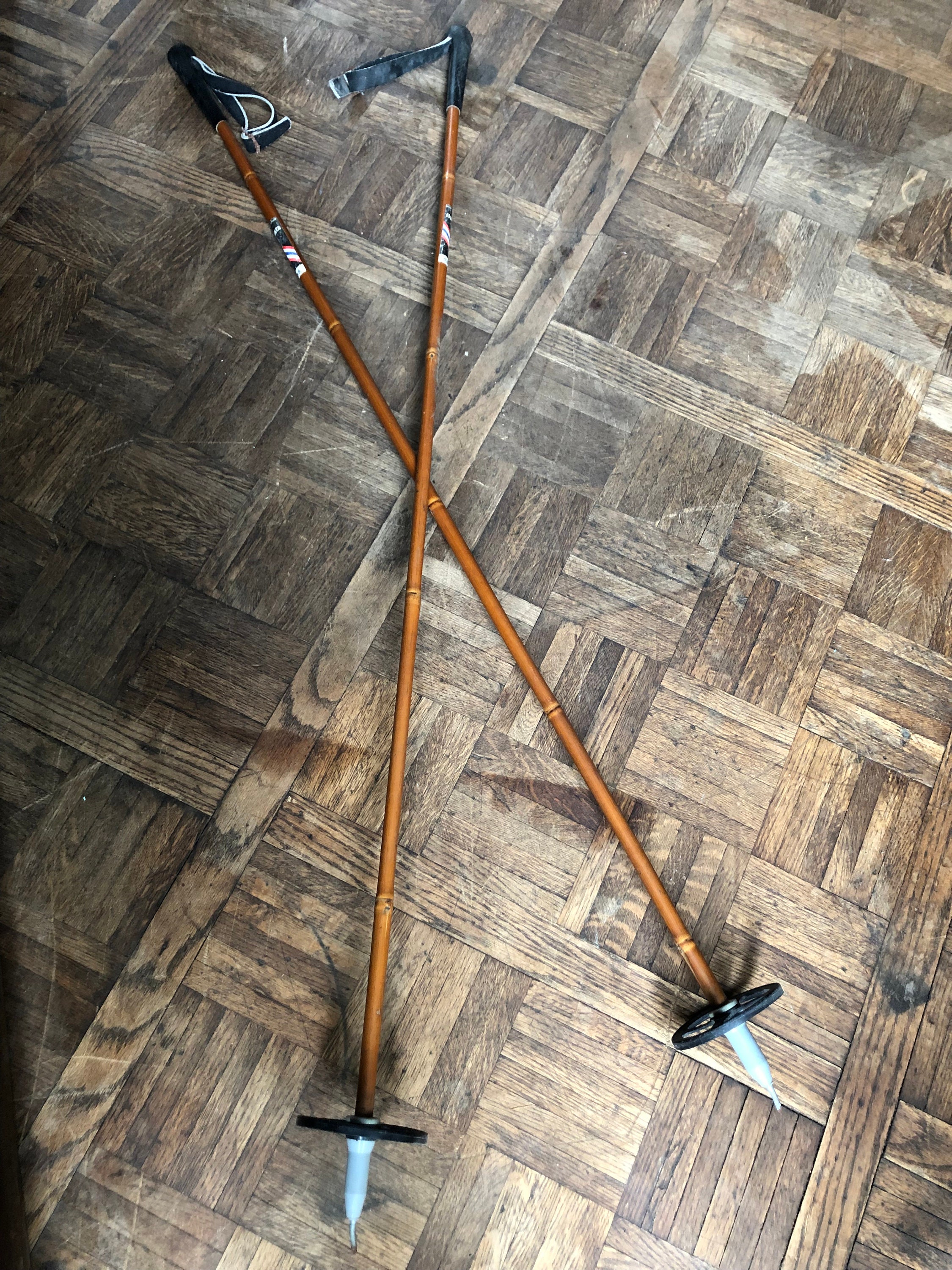 Vintage Ski Poles, Wood Ski Poles, Bamboo Ski Poles, Cabin Decor, Lodge