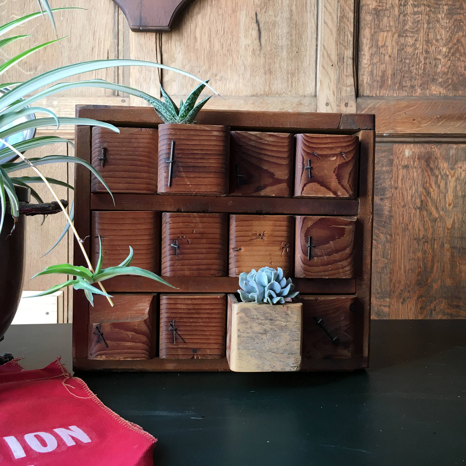 Antique Parts Cabinet Handmade Cubby Desktop Organization