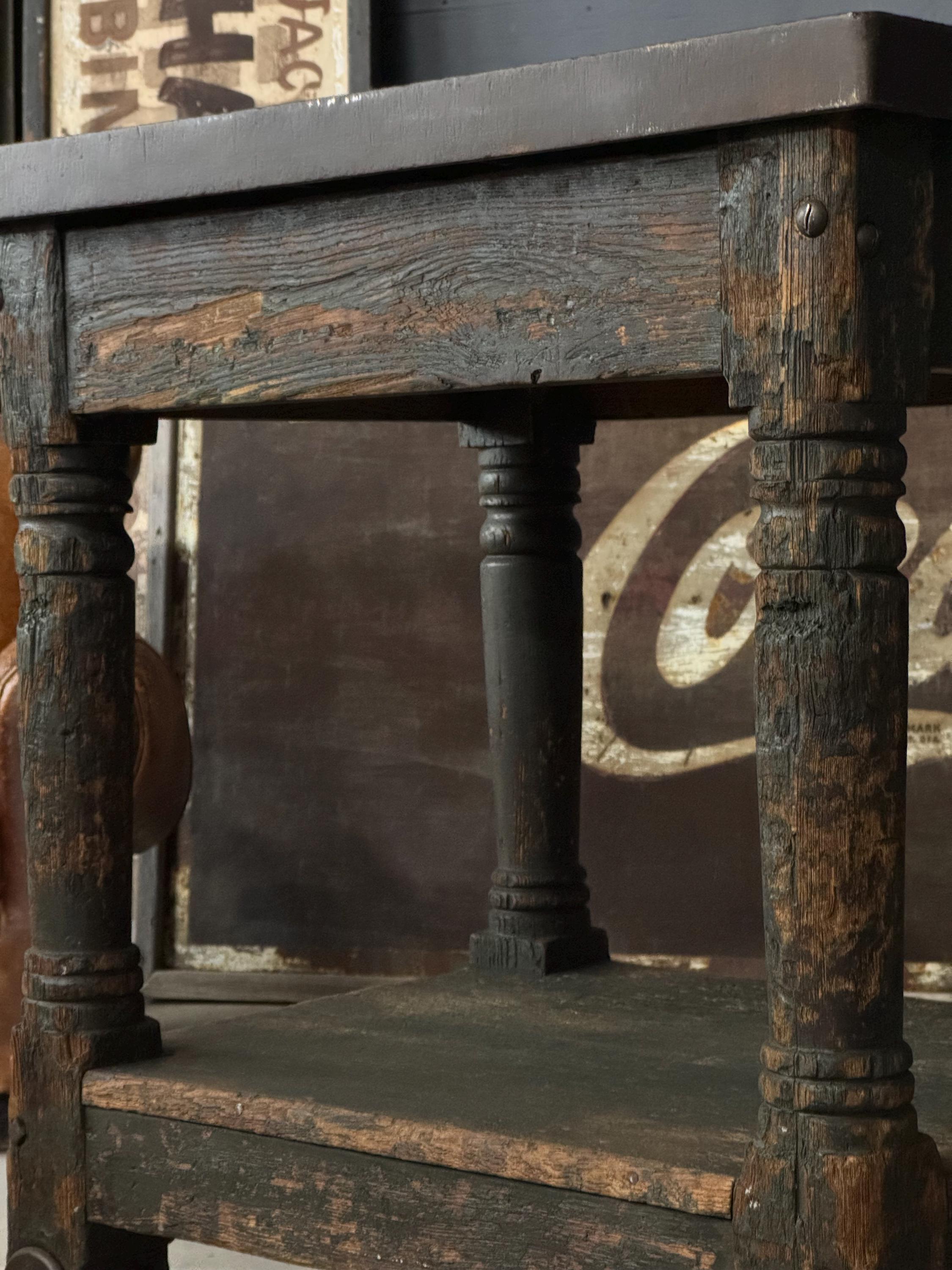Antique Turtle Table on Casters - Etsy