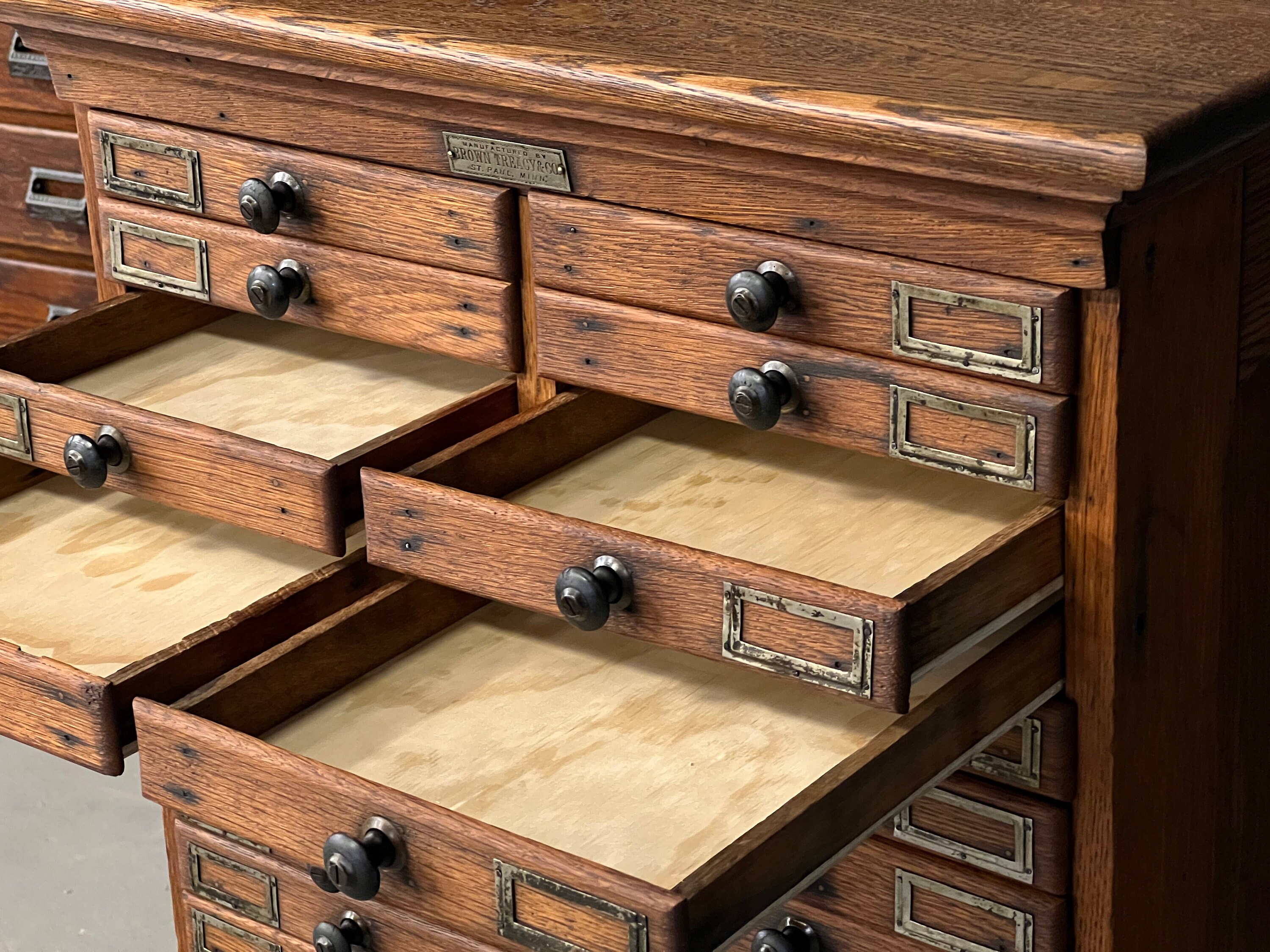 Antique Hardware Store Parts Multi Drawer Unit, Small Flat