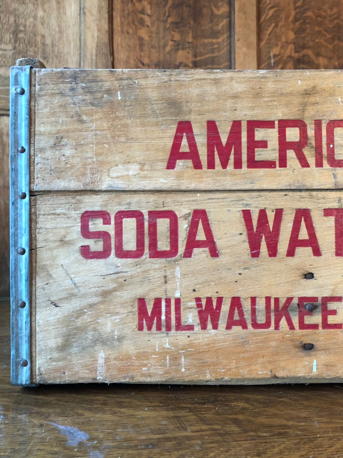 Vintage Wood Crate, American Soda Water Co, Milwaukee