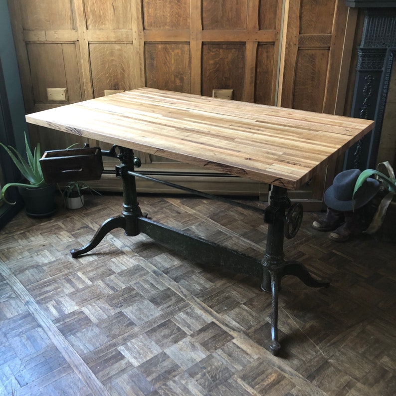 Antique Cast Iron Drafting Table Industrial Dining Table Etsy