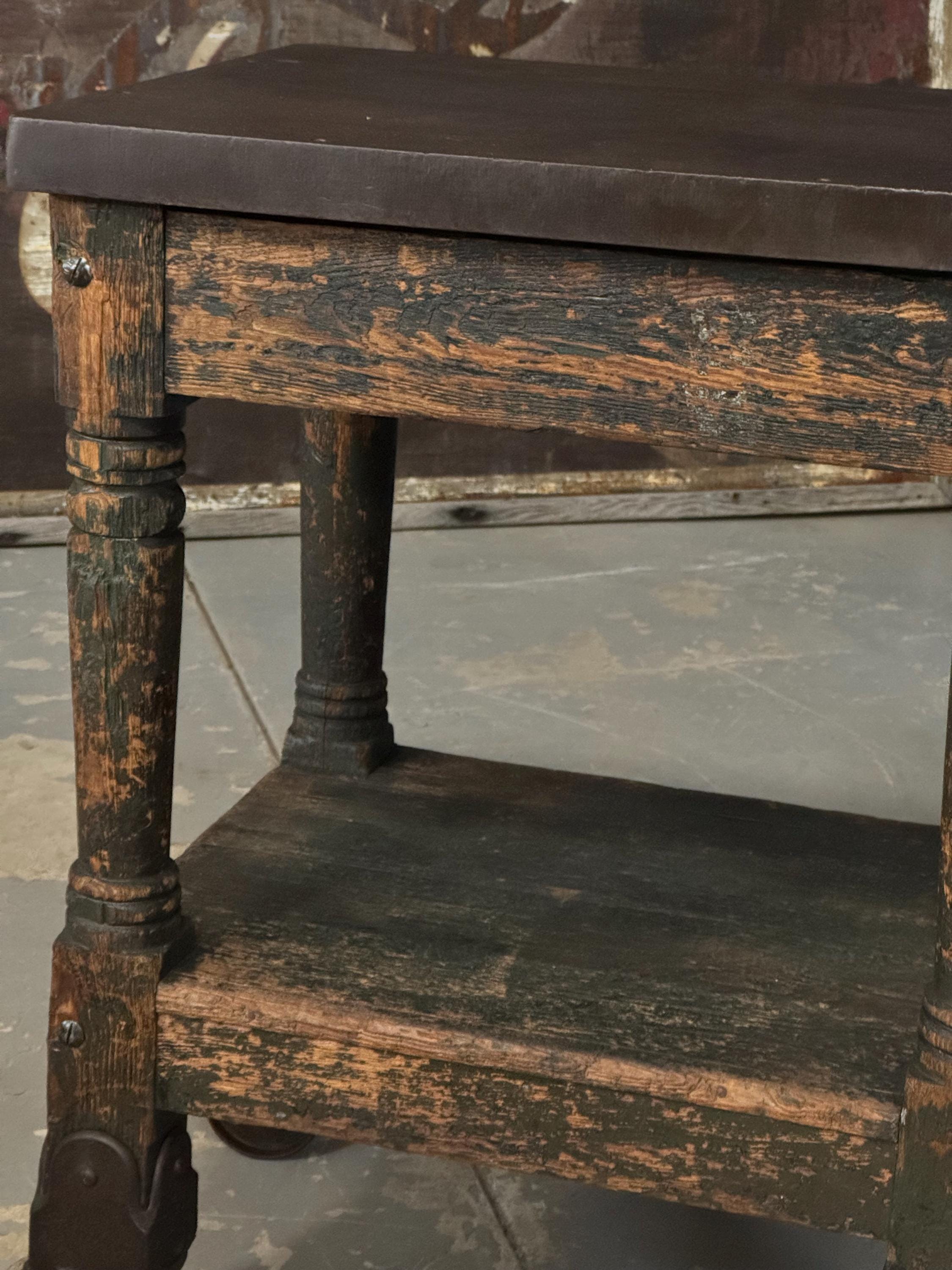 Antique Turtle Table on Casters - Etsy