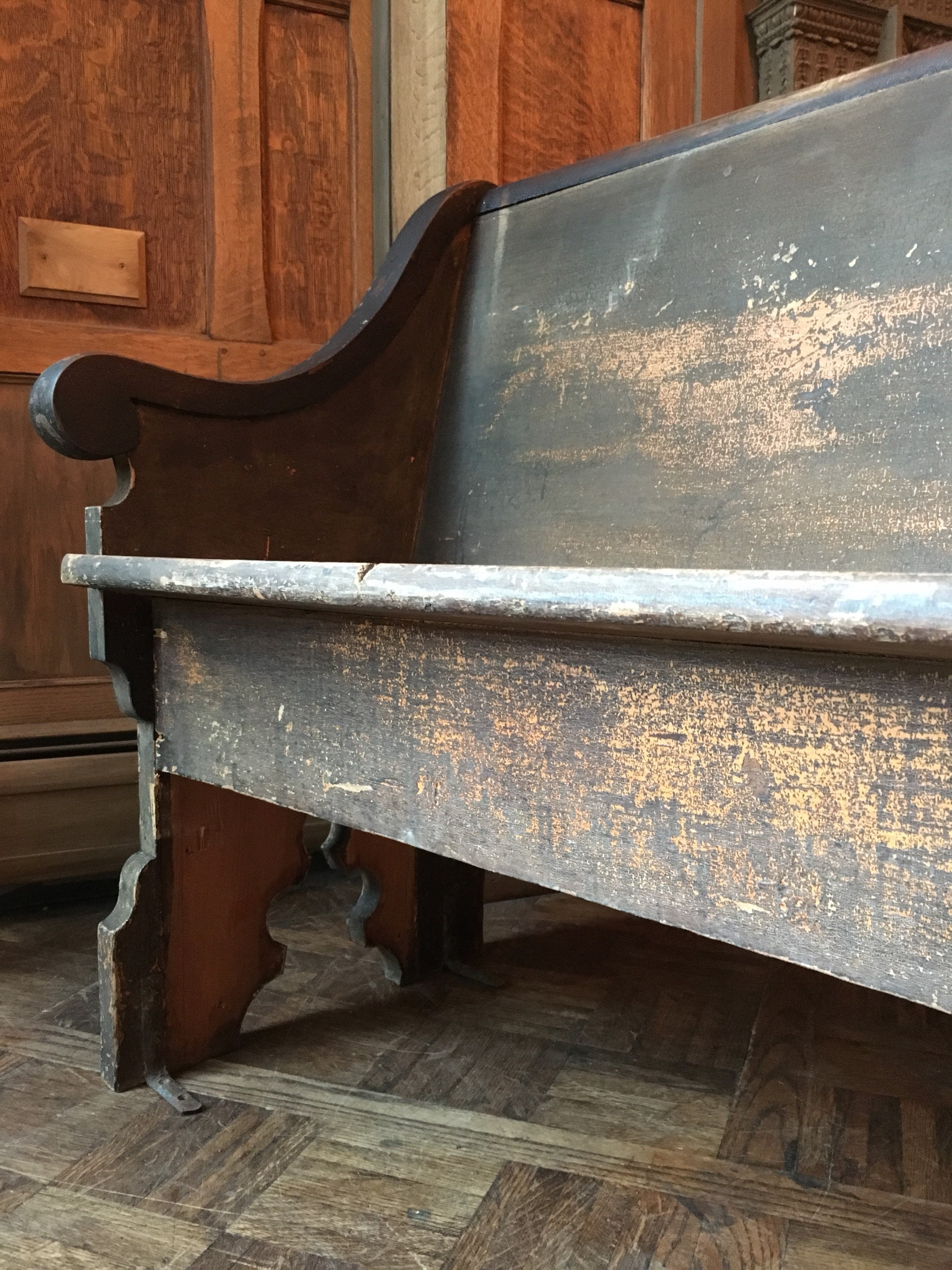 Antique Church Pew Bench, Farmhouse Bench, Entryway Bench, Wooden