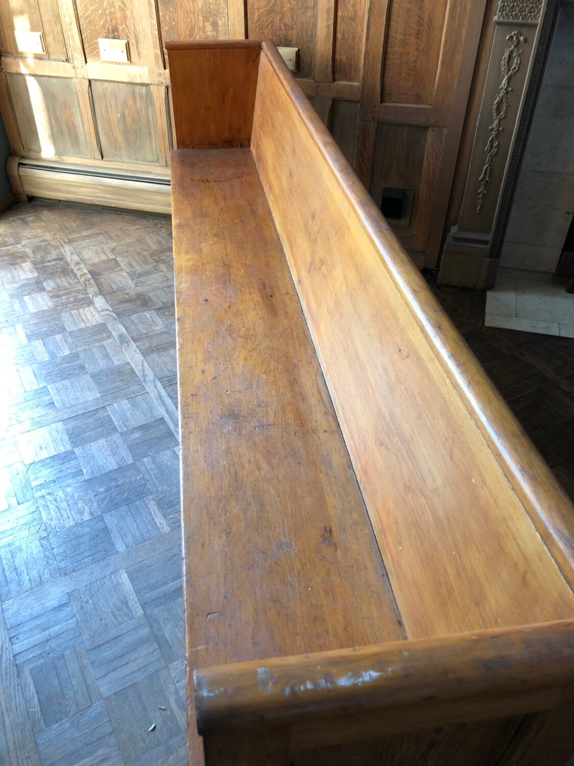 RESERVED - Antique Primitive Church Pew Bench, LARGE 8 Foot Entryway