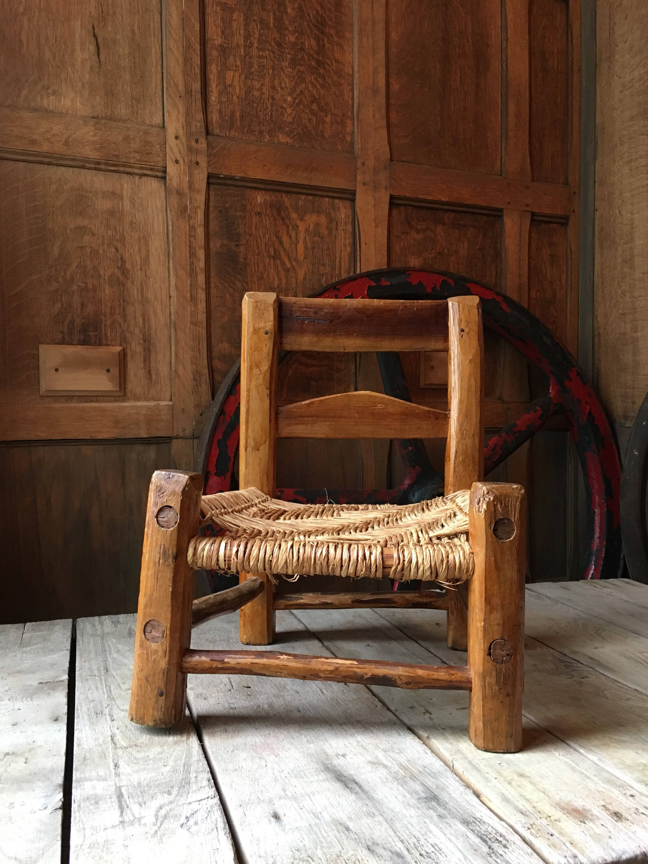 Small Handmade Wood Chair With Woven Seat, Childrens Chair
