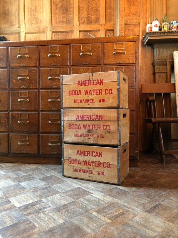 Vintage Wood Crate American Soda Water Co Milwaukee Etsy