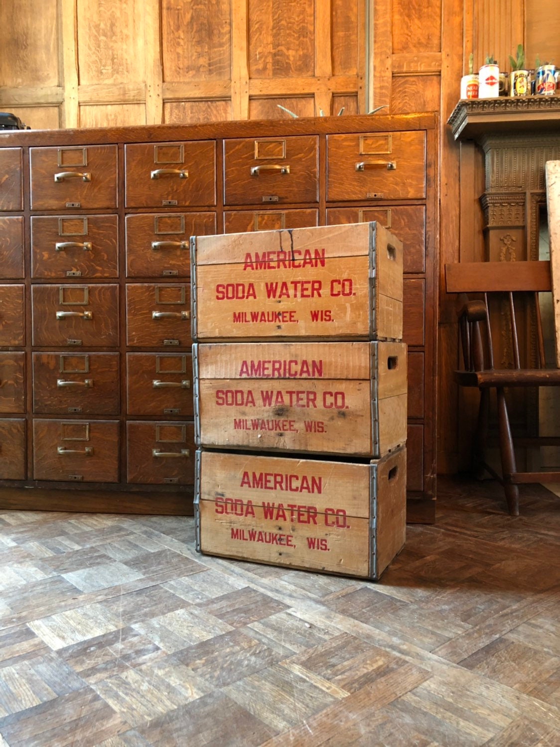 Vintage Wood Crate, American Soda Water Co, Milwaukee