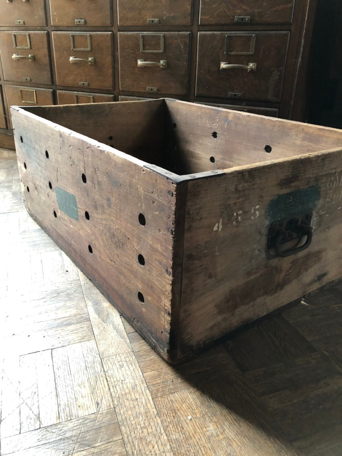 Large Wood Shipping Crate, Rustic Industrial Wood Storage