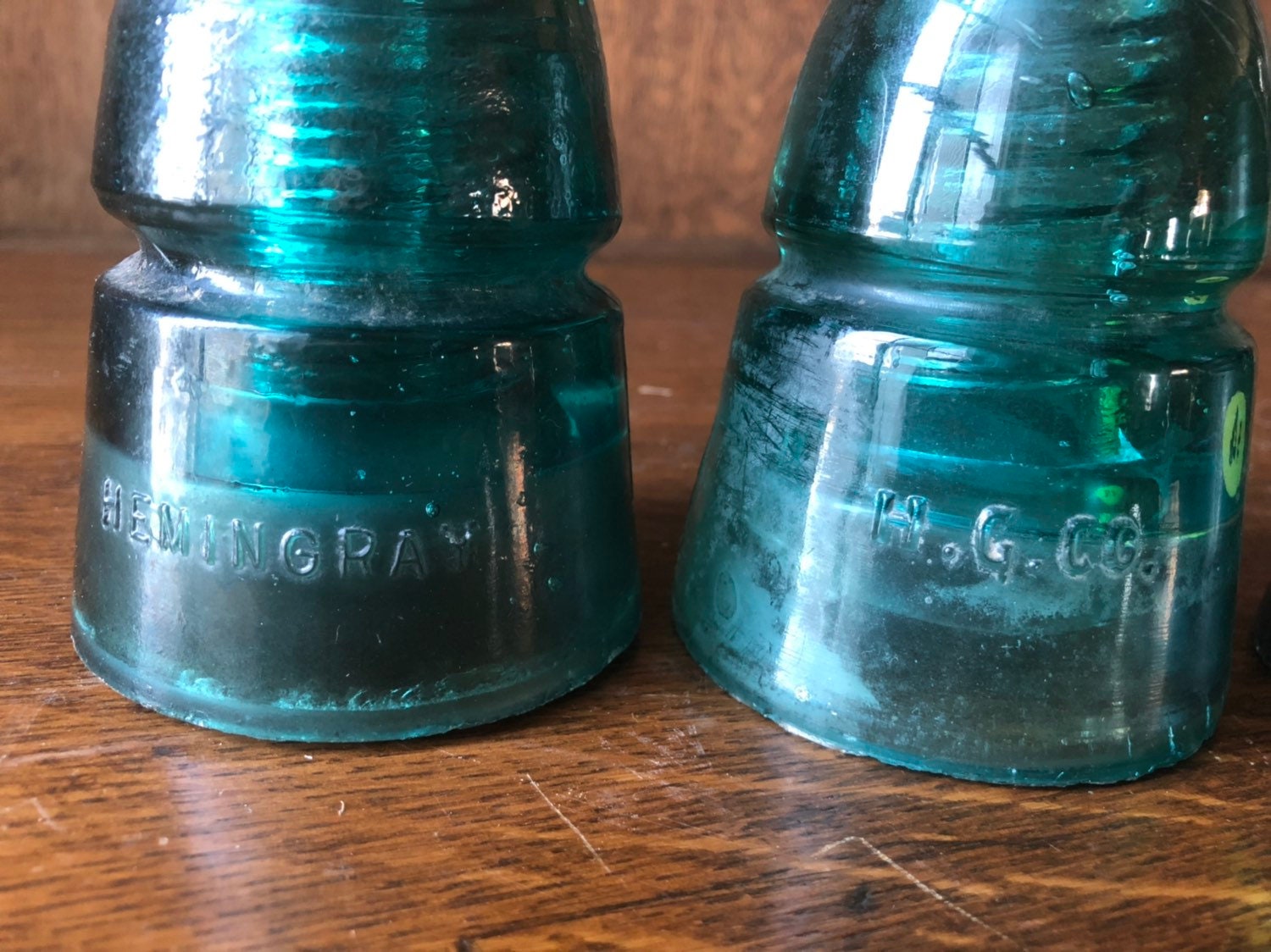 Antique Insulators, Set Of Six Blue Glass Insulators, Rustic Farmhouse