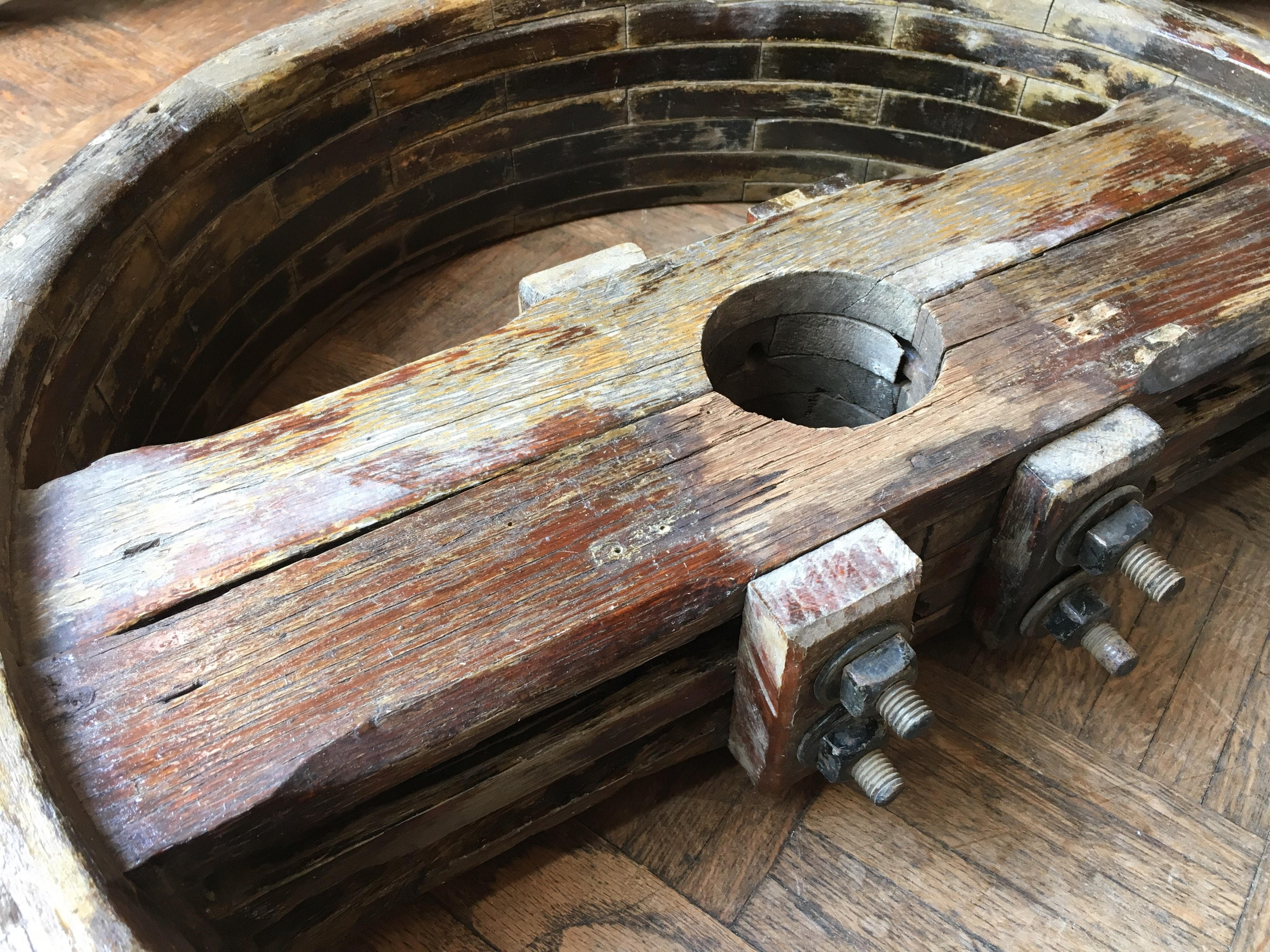 Vintage Wood Pulley, LARGE Antique Wood Pulley Wheel, Industrial Pulley