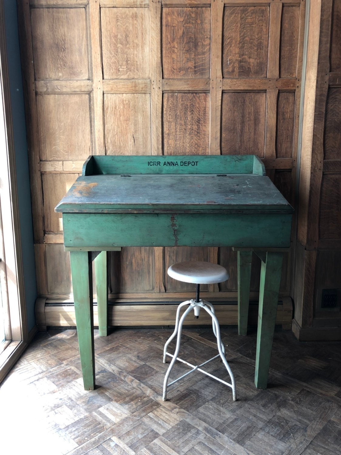 Antique Railroad Station Desk Icrr Anna Depot Desk Vintage