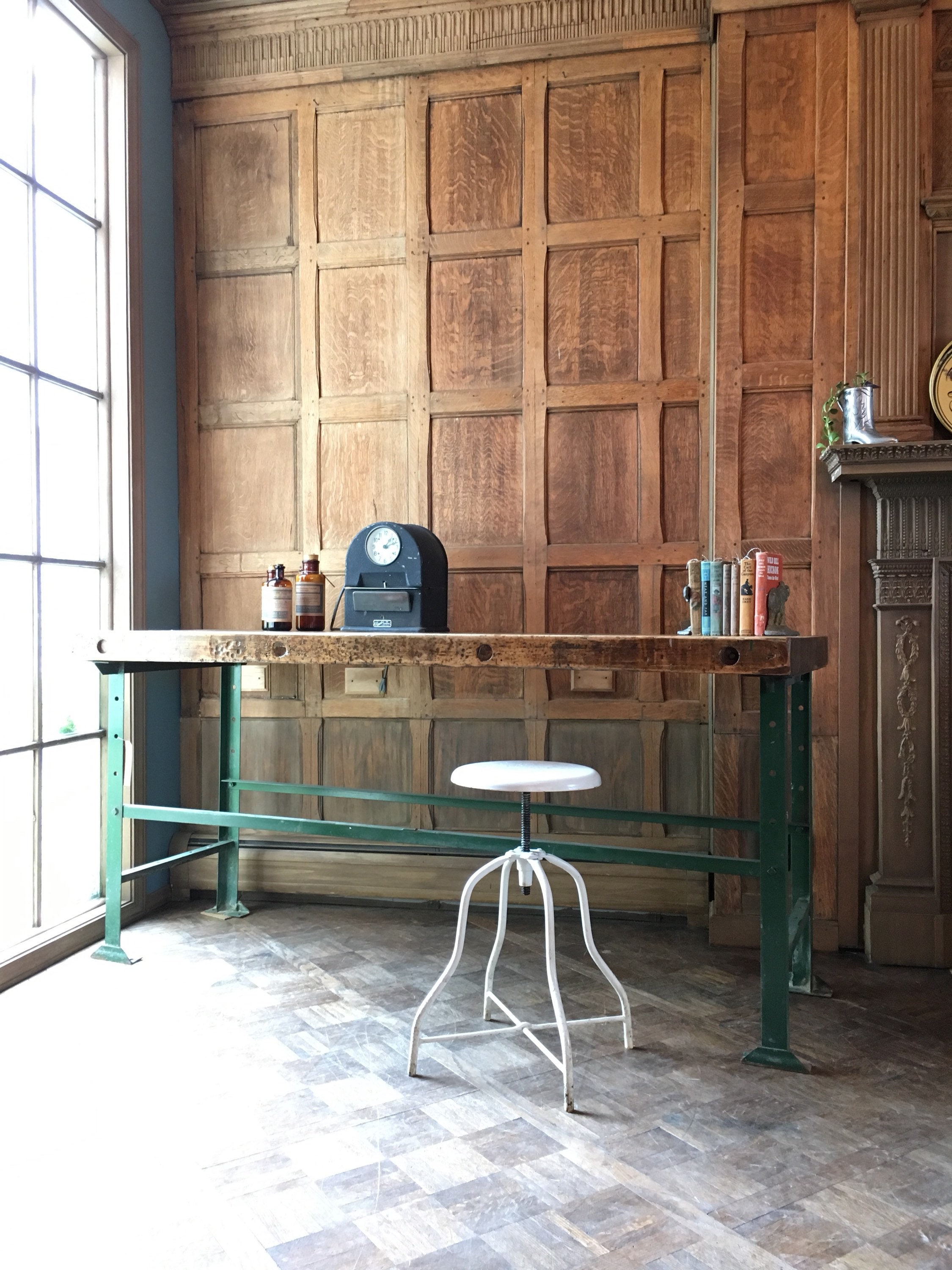 RESERVED - Industrial Workbench Table, 3 inch Butcher Block Top