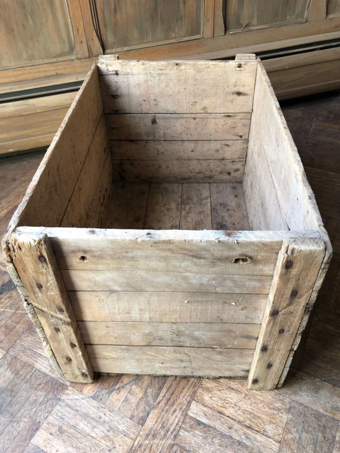 Large Wood Shipping Crate, Rustic Industrial Wood Storage