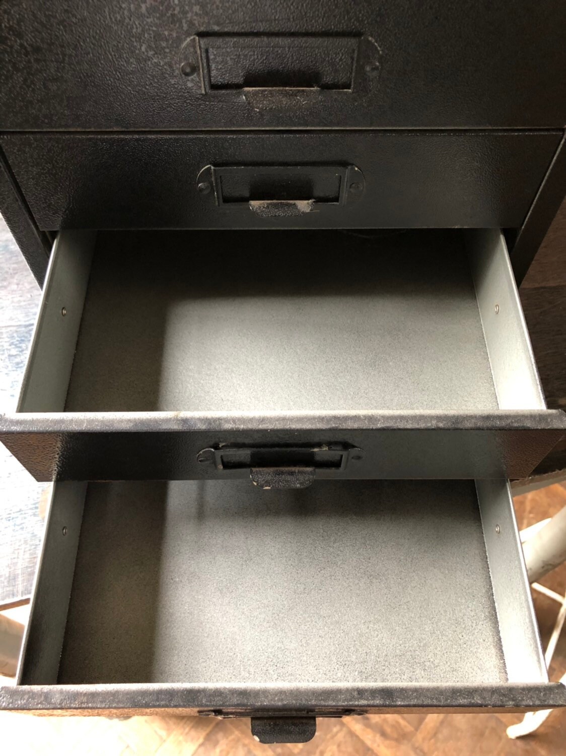 Vintage Metal Drawer Unit, Metal Parts Bin, Black Metal Drawers, Desk