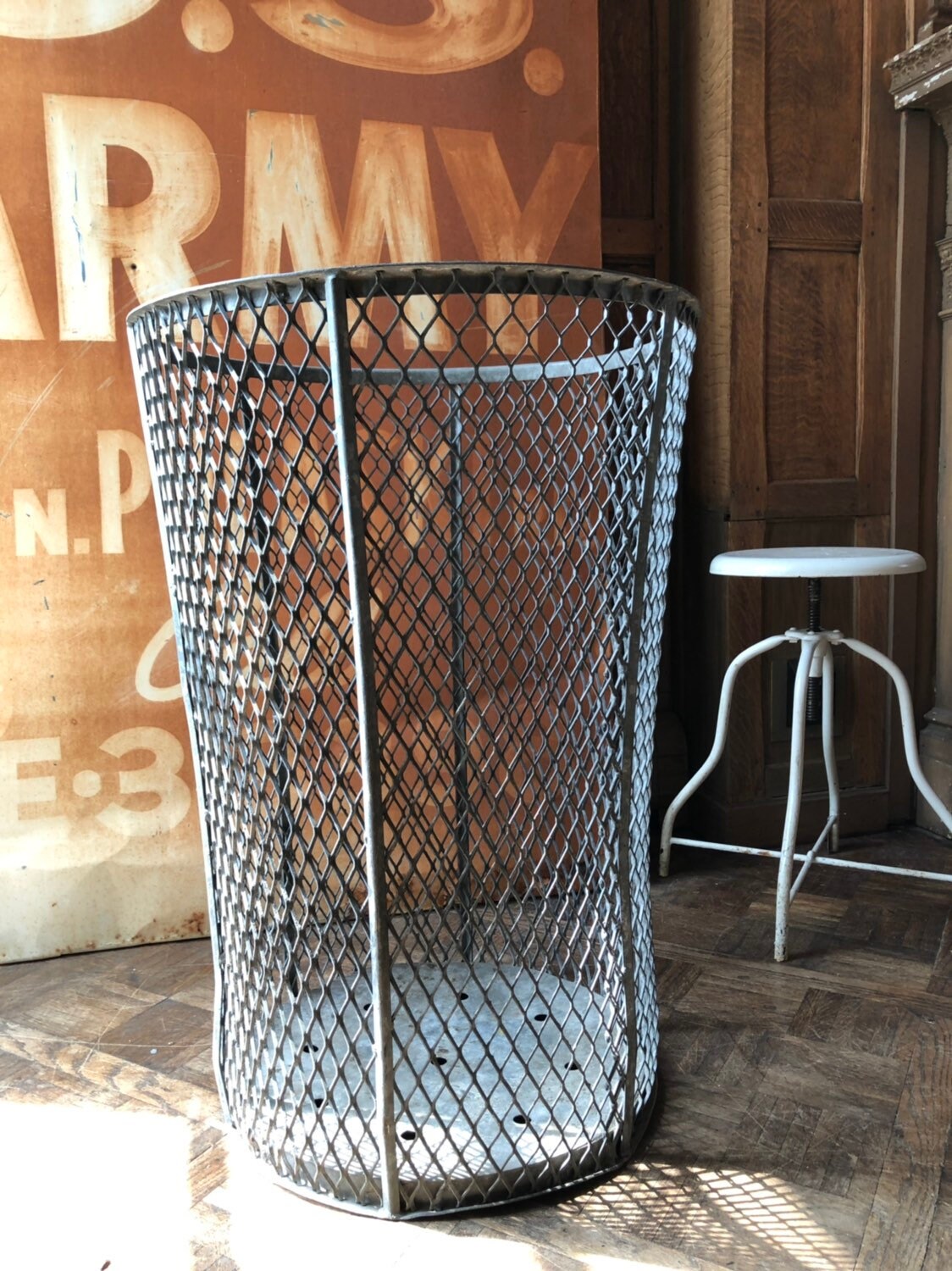 LARGE Vintage Trash Can, Milwaukee County Stadium, Baseball Park Trash