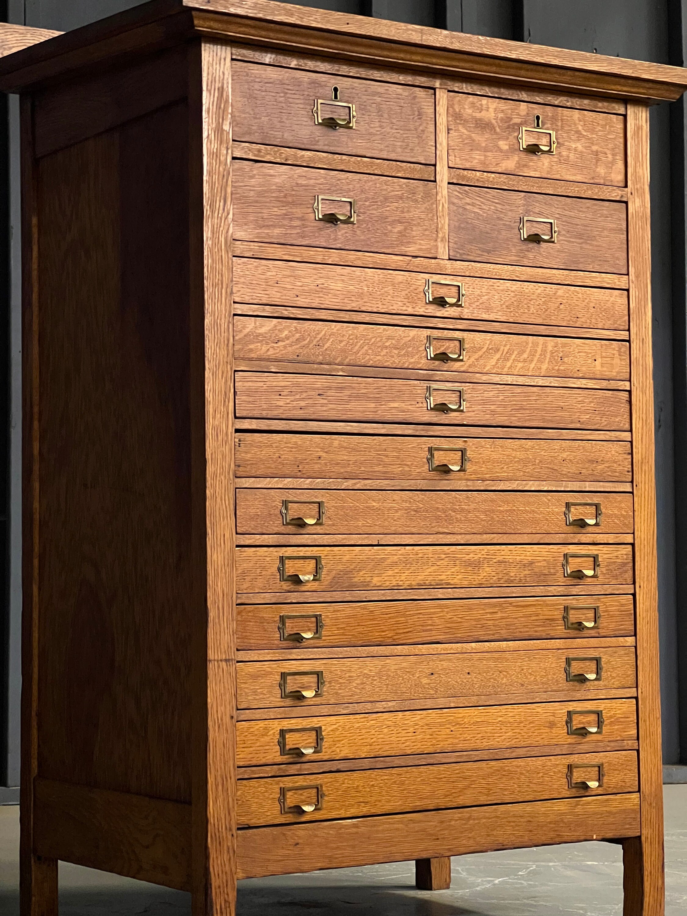 Antique Multi Drawer Oak Drawer Unit, Antique Card File