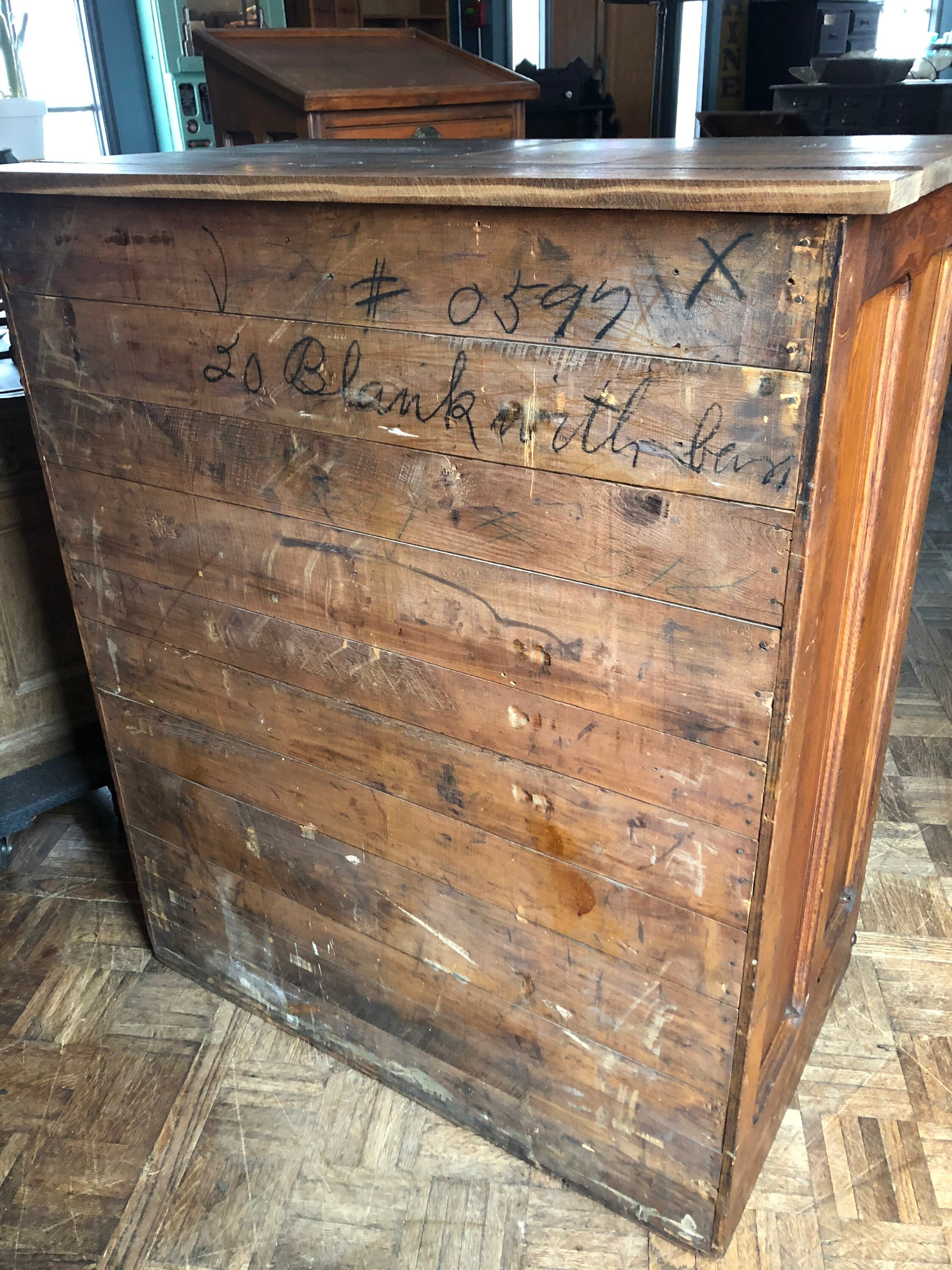 Antique Flat File Cabinet, Hamilton Type Cabinet, Printers Flat File