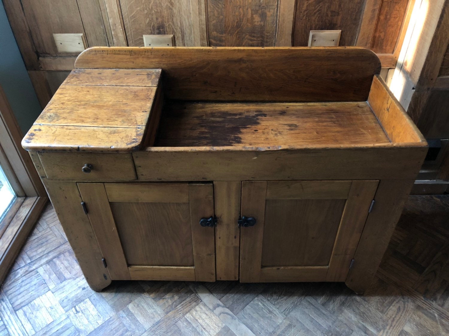 Antique Dry Sink, Rustic Primitive Storage, Decorative Storage, Wood