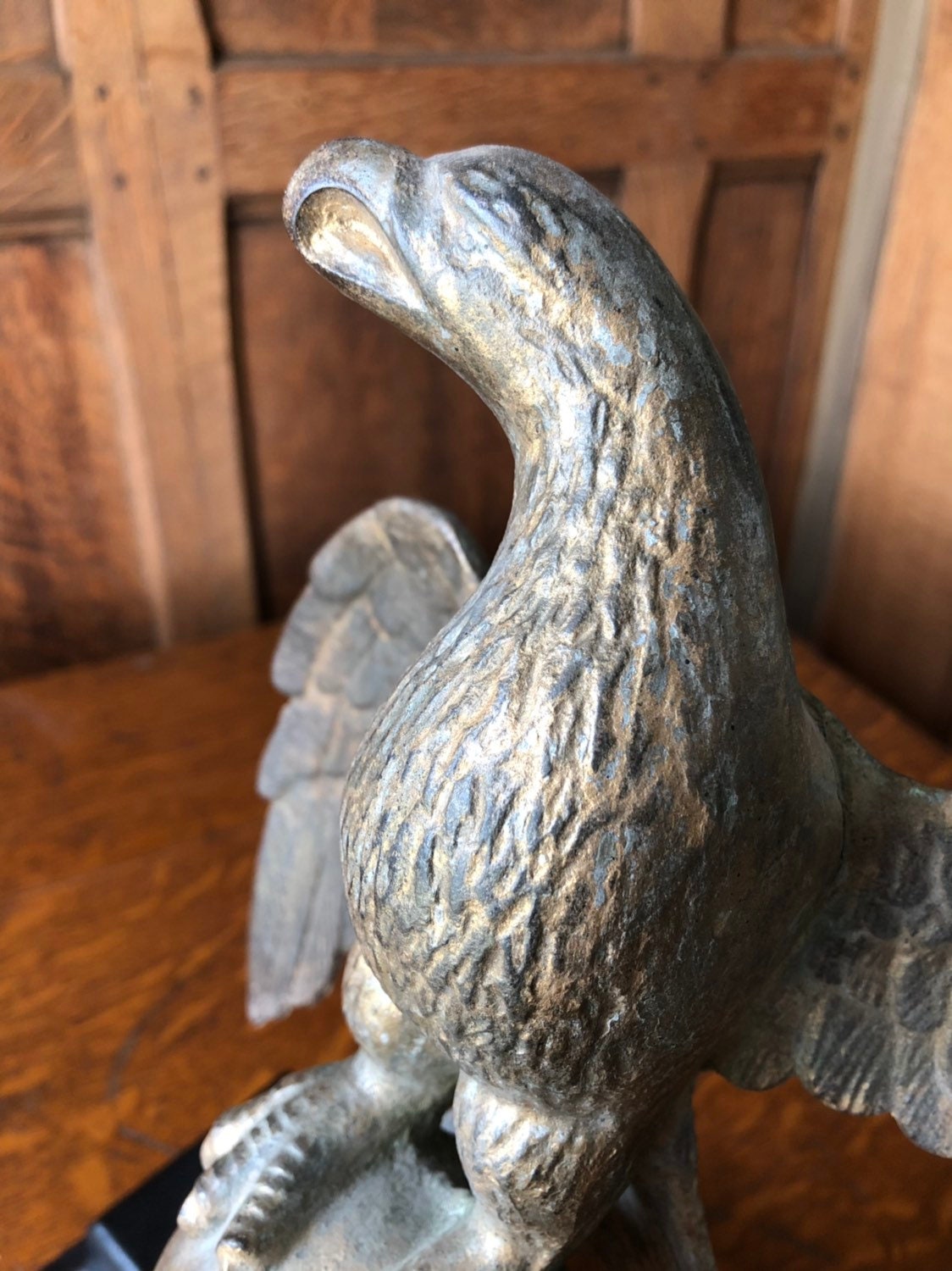 Antique Cast Iron Eagle Flag Pole Topper, Eagle Finial Statue, American