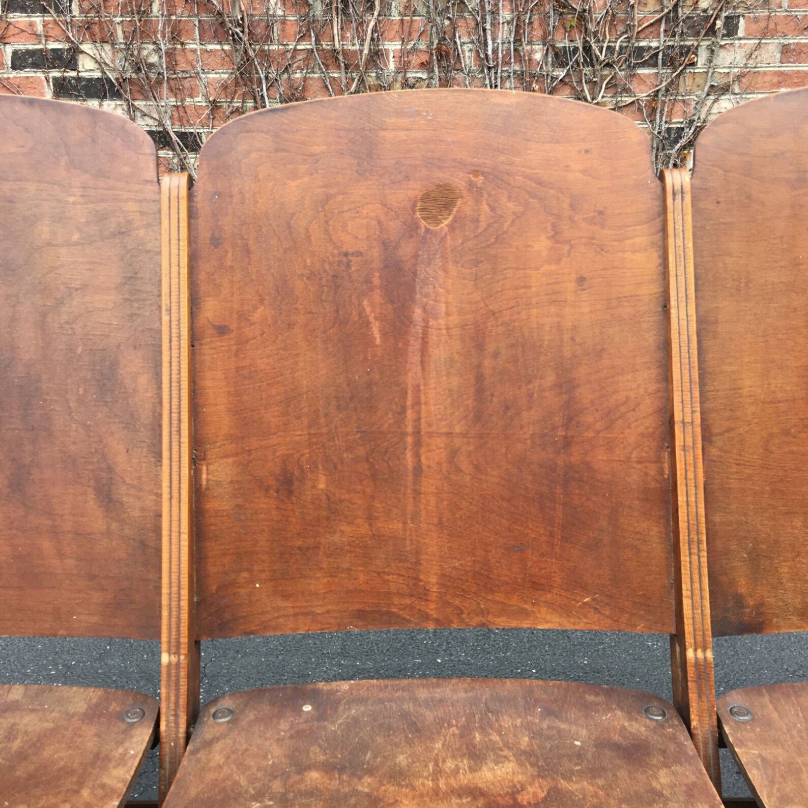Vintage Wood Folding Theater Seats Set Of Three Wood Stadium | Etsy