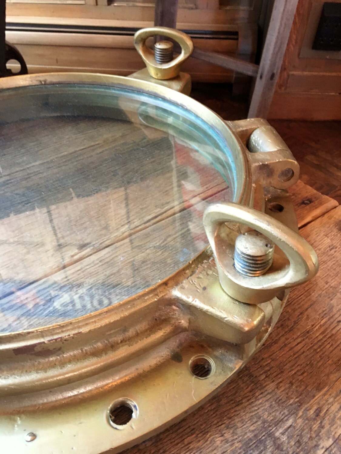 Antique Porthole, HUGE Brass Porthole, Porthole Window, Nautical Decor