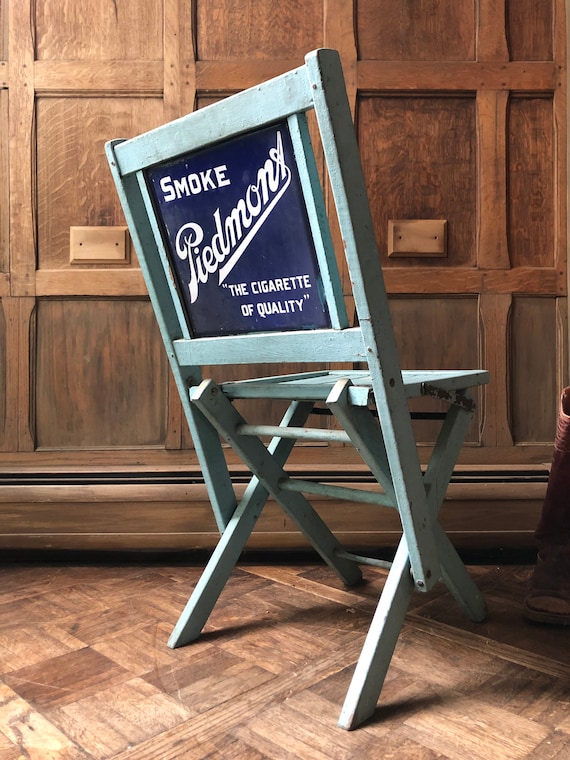 Antique Piedmont Cigarettes Porcelain Sign Advertising Chair