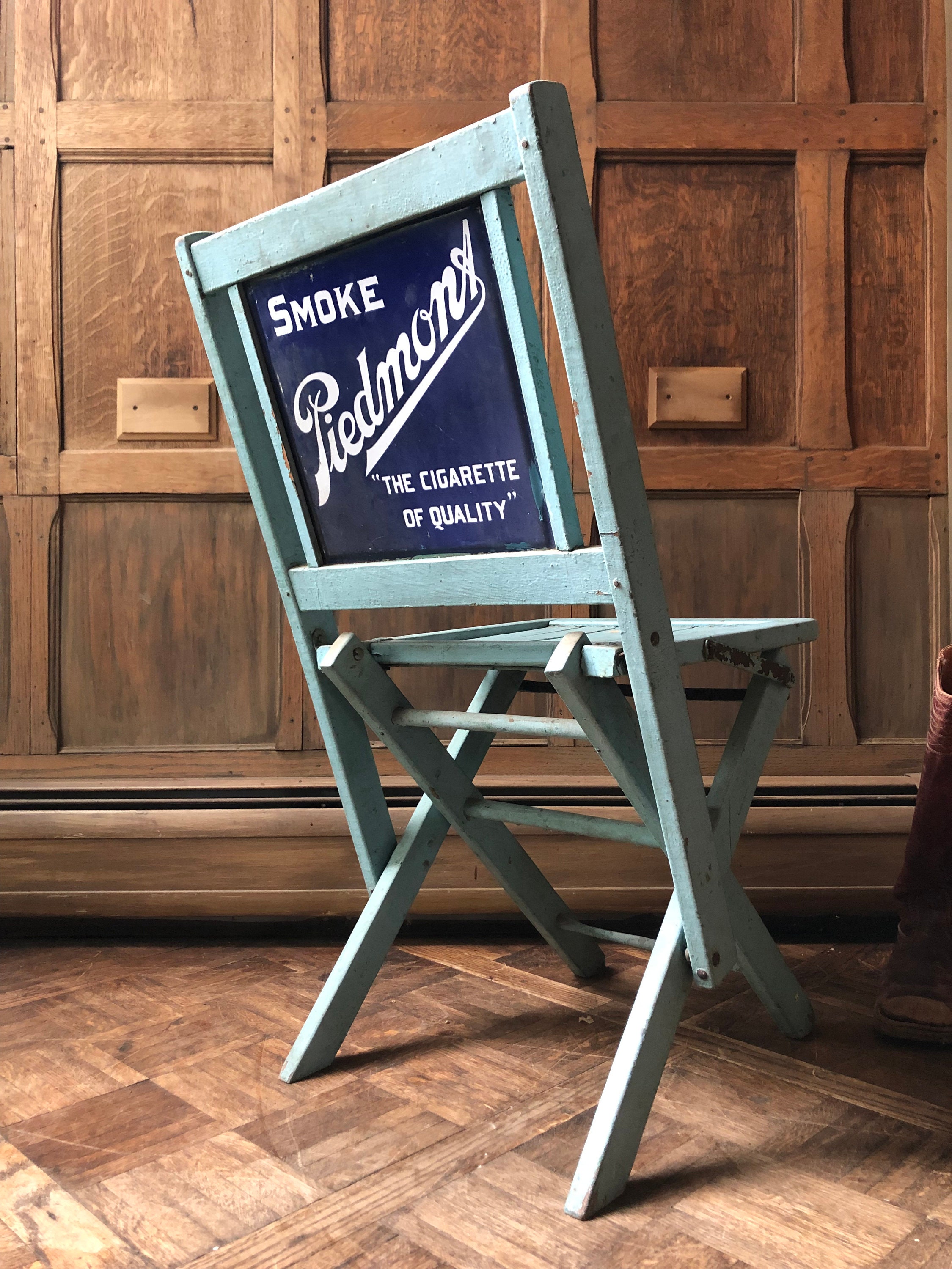 cigarette chair Antique Piedmont Cigarettes Porcelain Sign Advertising Chair