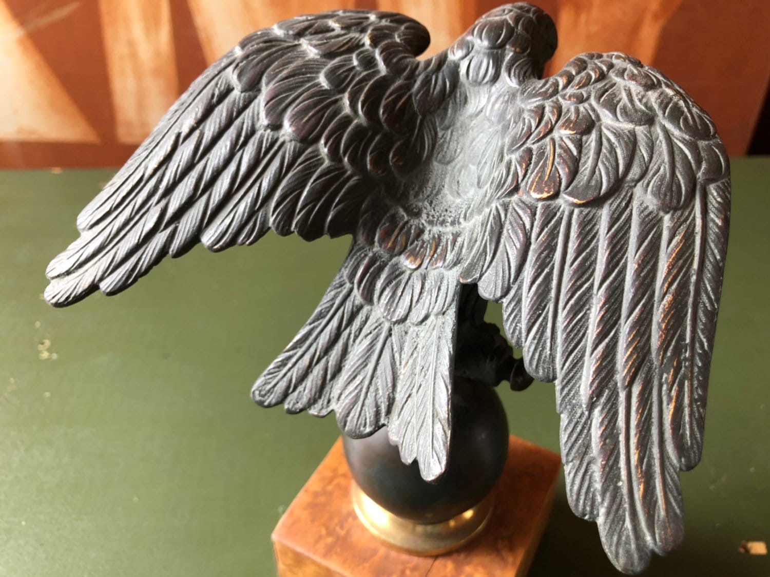 Vintage Brass Eagle Statue, Brass Eagle Flag Pole Finial, American
