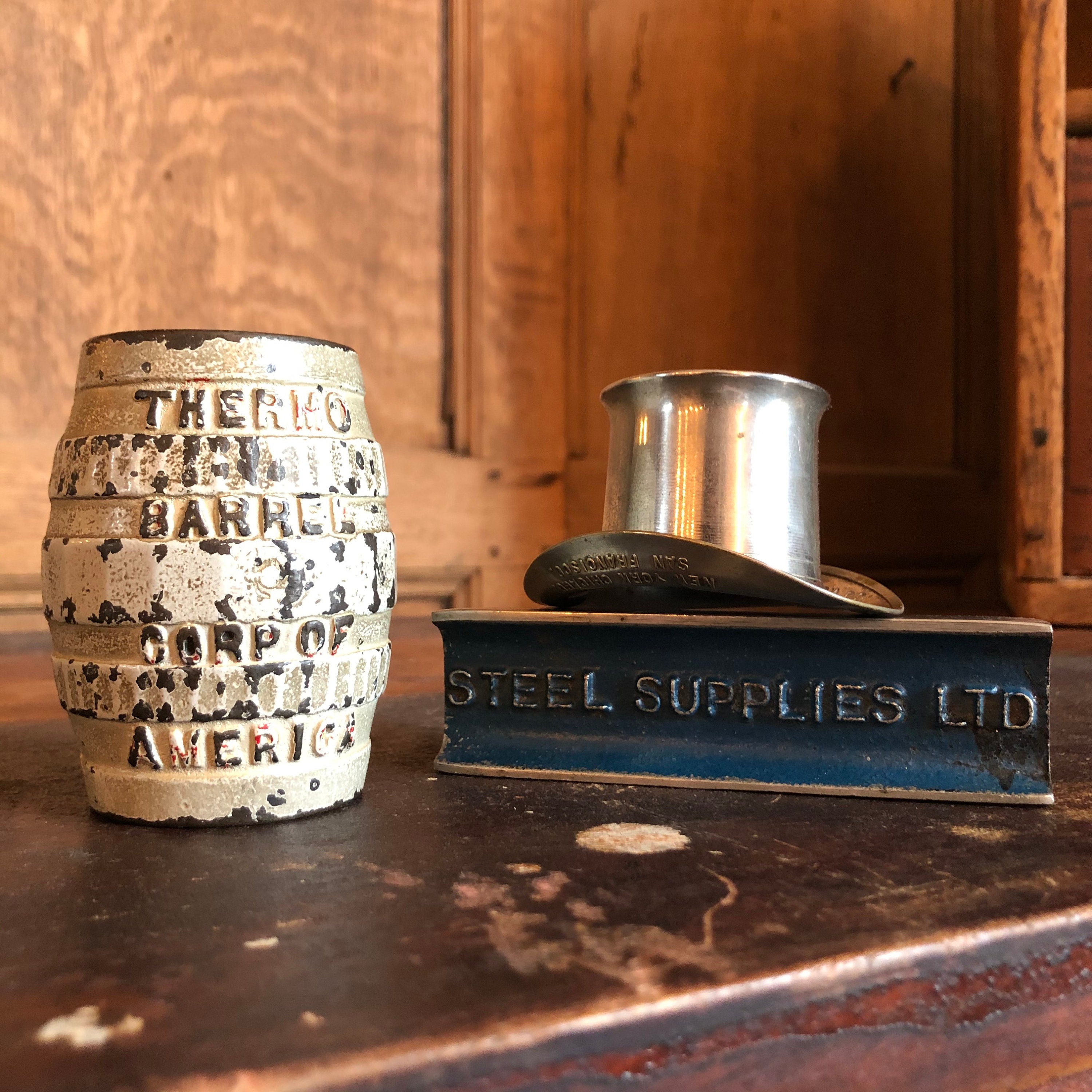 Antique Paperweight, Antique Advertising, Small Top Hat, Detmer Woolen