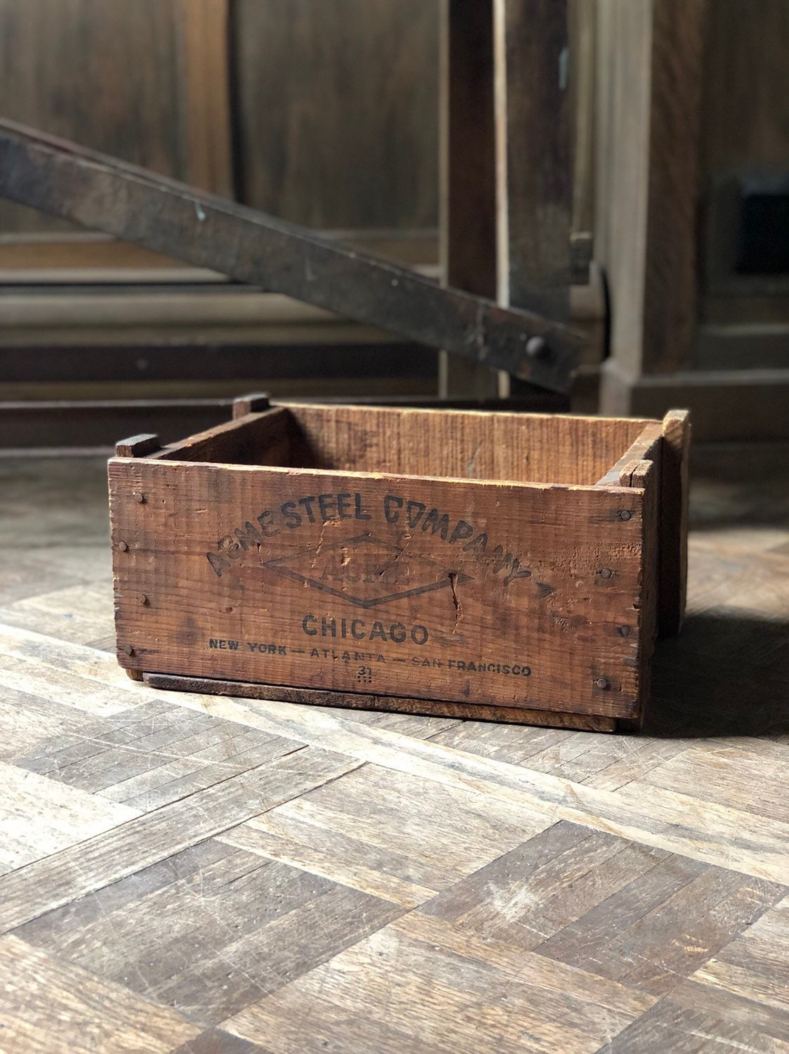Vintage Wood Crate Acme Steel Chicago Vintage Chicago Decor