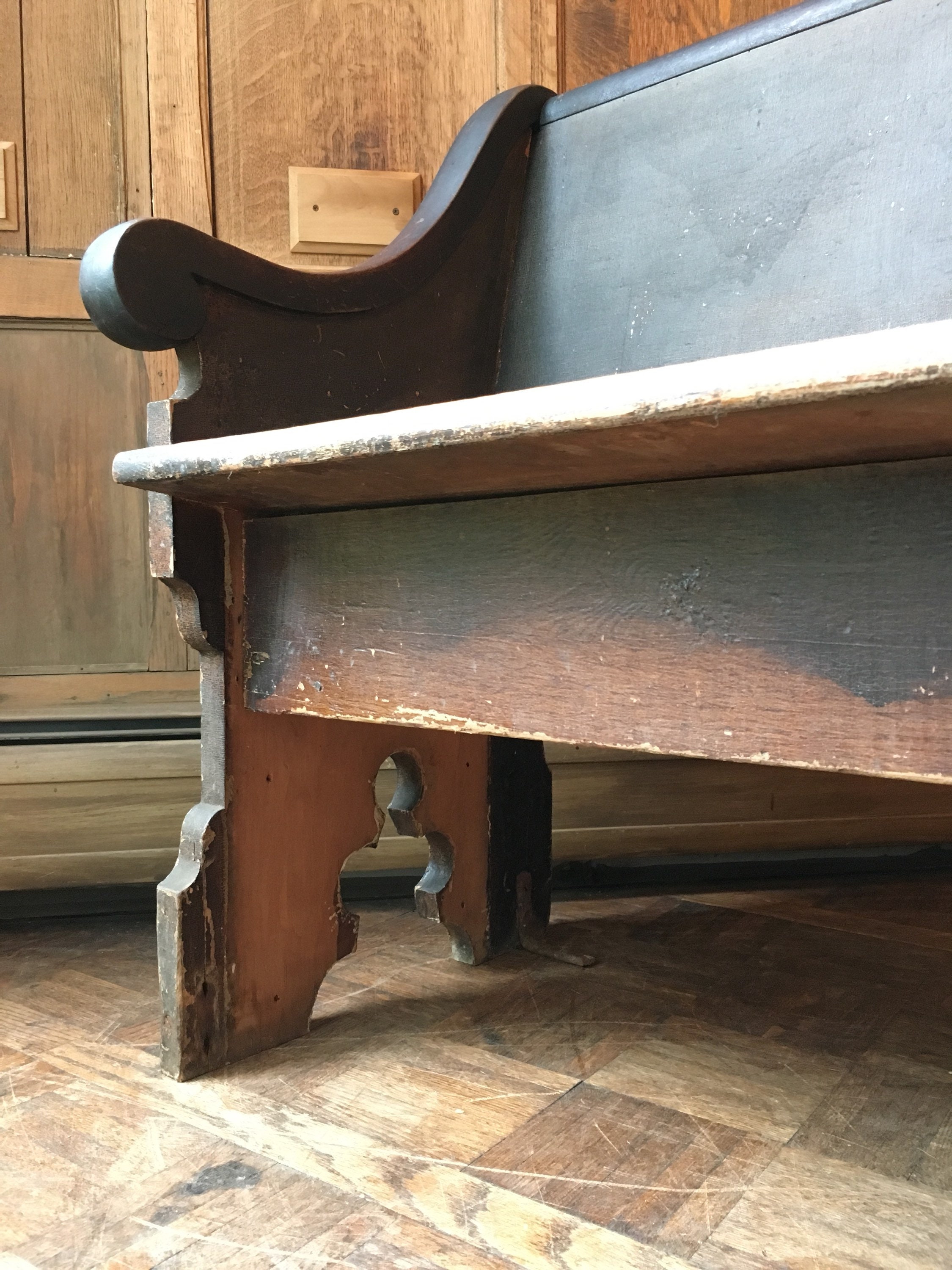 Antique Church Pew, Farmhouse Bench, Primitive Entryway Bench, Wooden