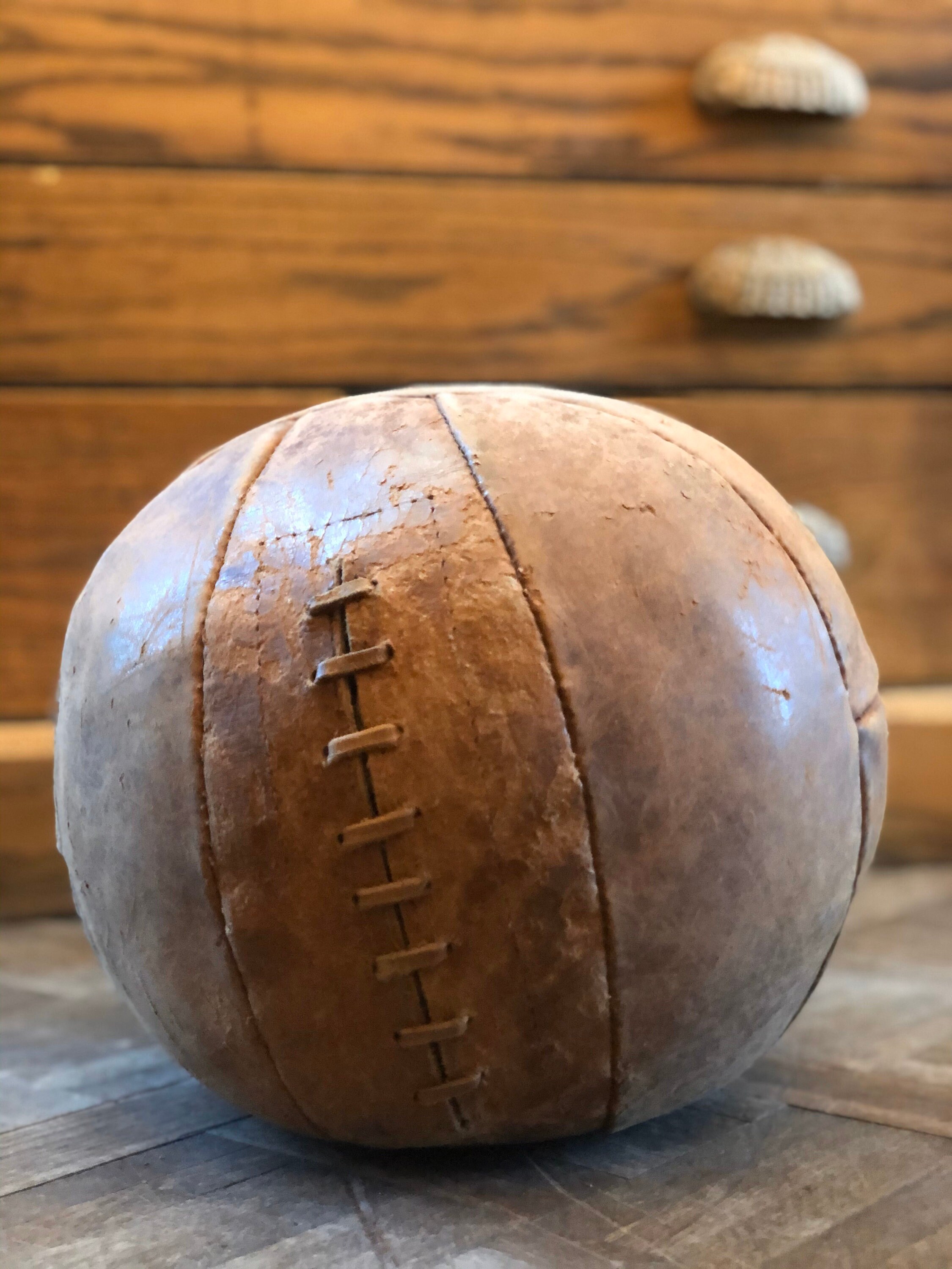 ball medicine leather antique sports equipment decor forge scout