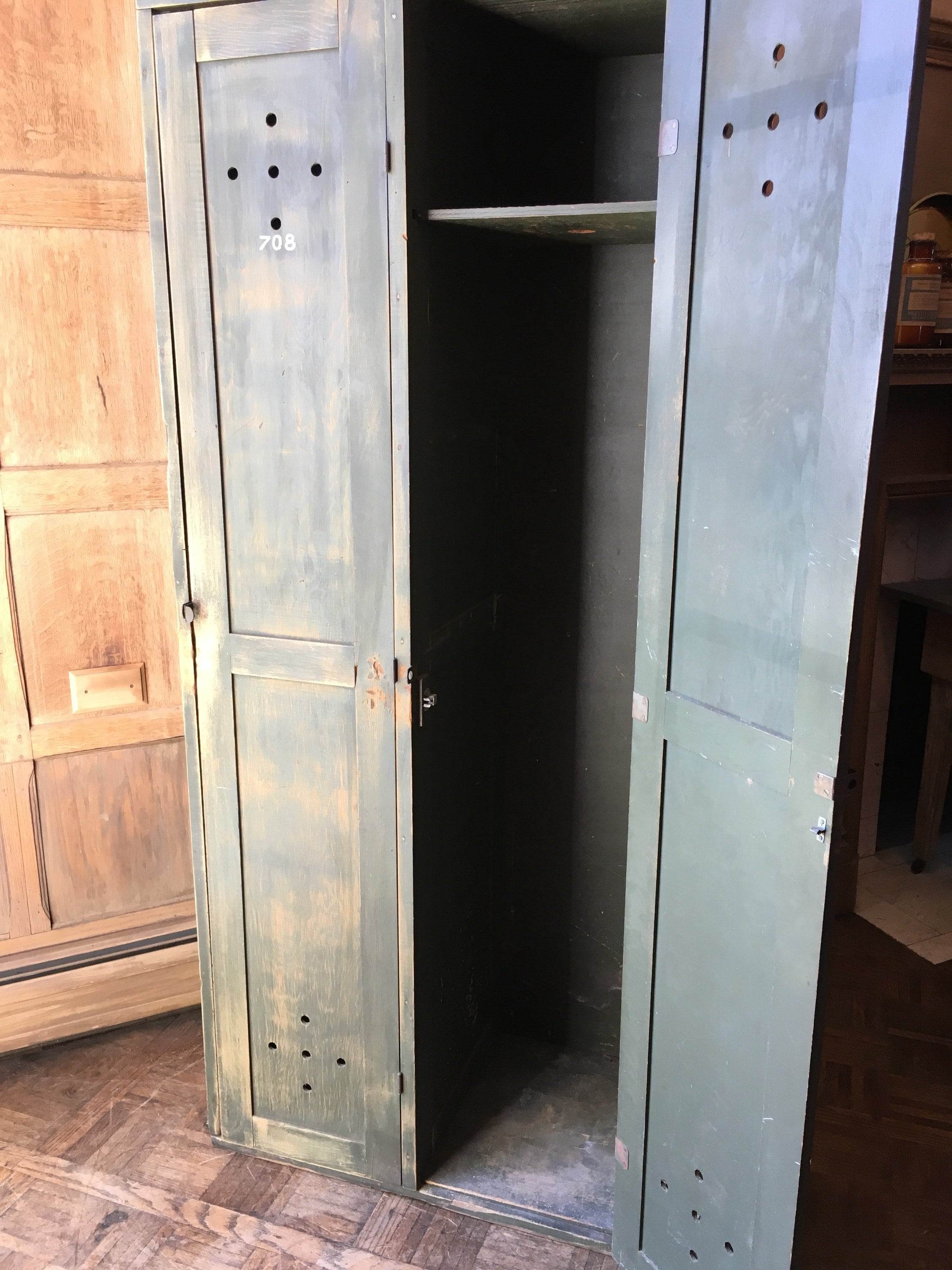 Antique Wood Lockers, Set of 2 Lockers, Mudroom Lockers, Entryway