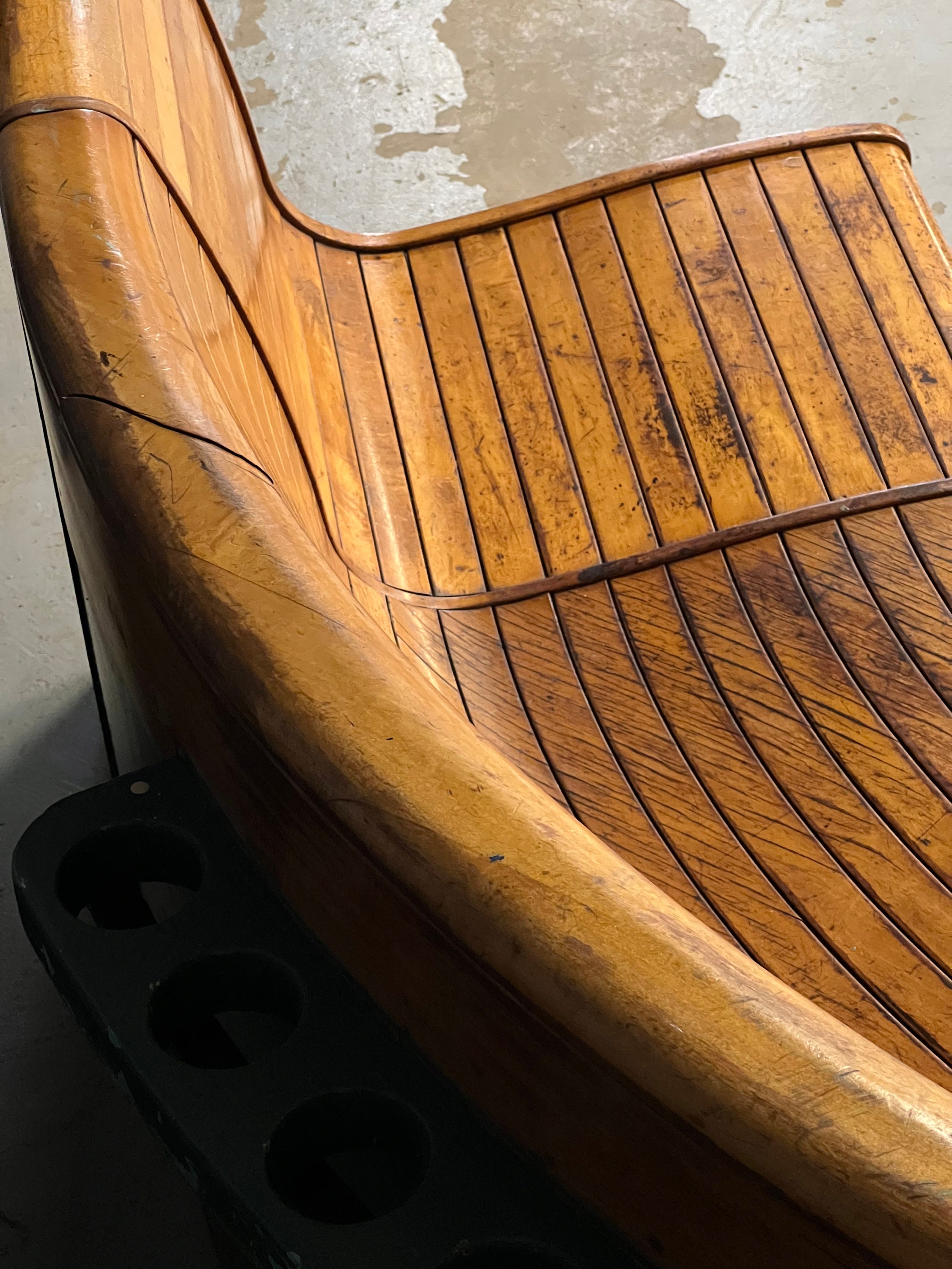 Antique Brunswick Bowling Alley Bench, Large UShape Maple Bowling