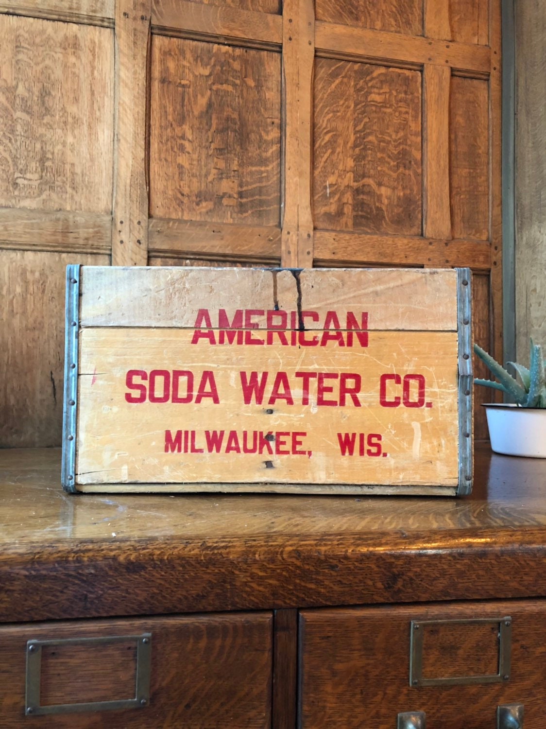 Vintage American Soda Water Crate, Vintage Wood Crate