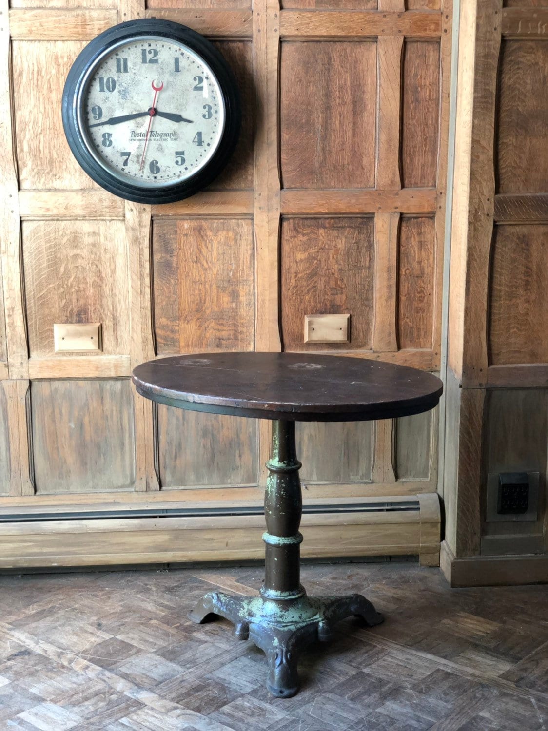 RESERVED Antique Side Table with Iron Base, Bistro Table, Vintage
